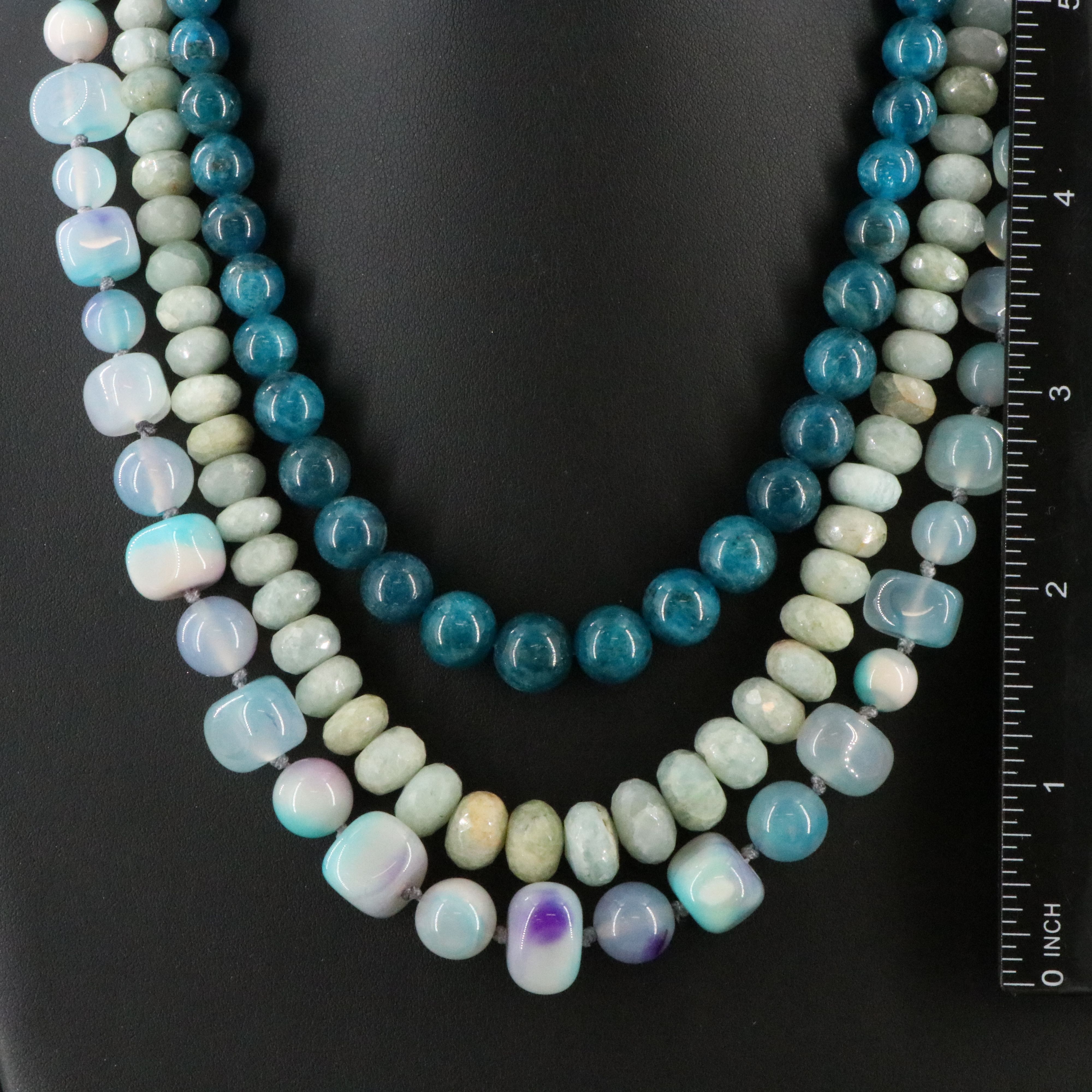 Necklace Collection Featuring Sterling with Agate, Aquamarine, and Apatite