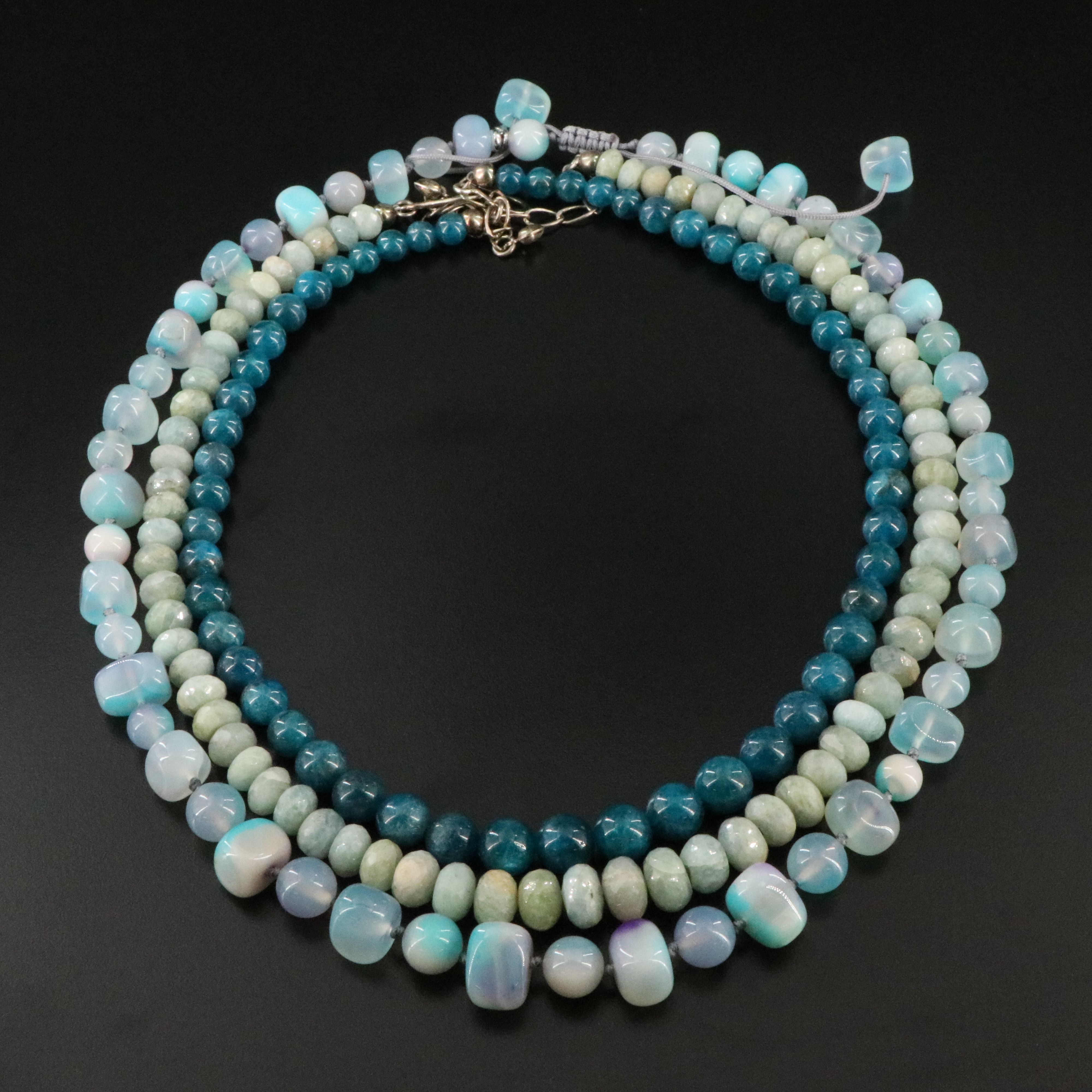 Necklace Collection Featuring Sterling with Agate, Aquamarine, and Apatite