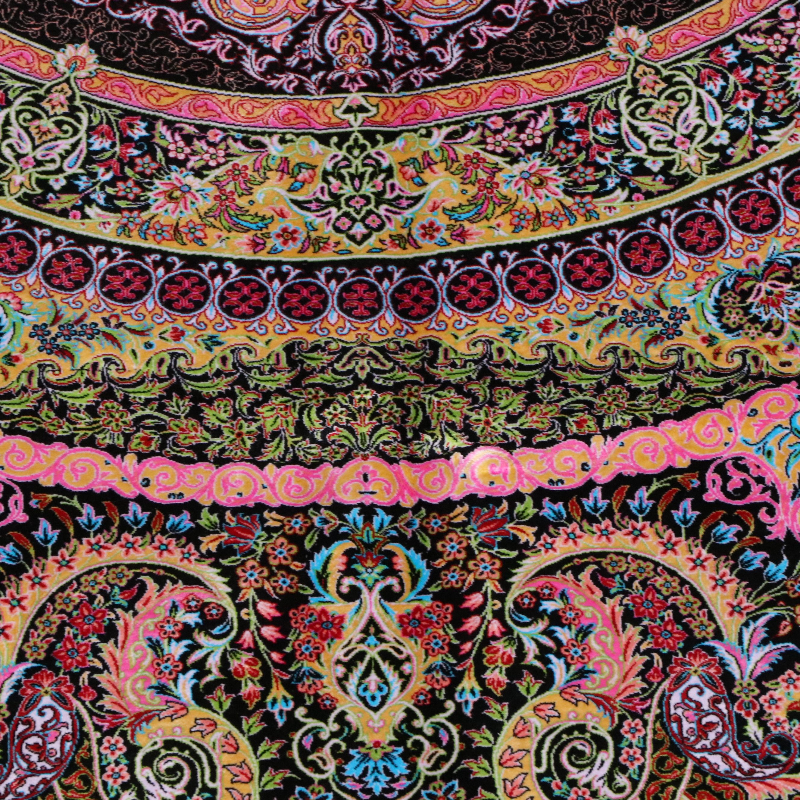 6'5 x 10'4 Machine Made Turkish Qom Style Art Silk Area Rug