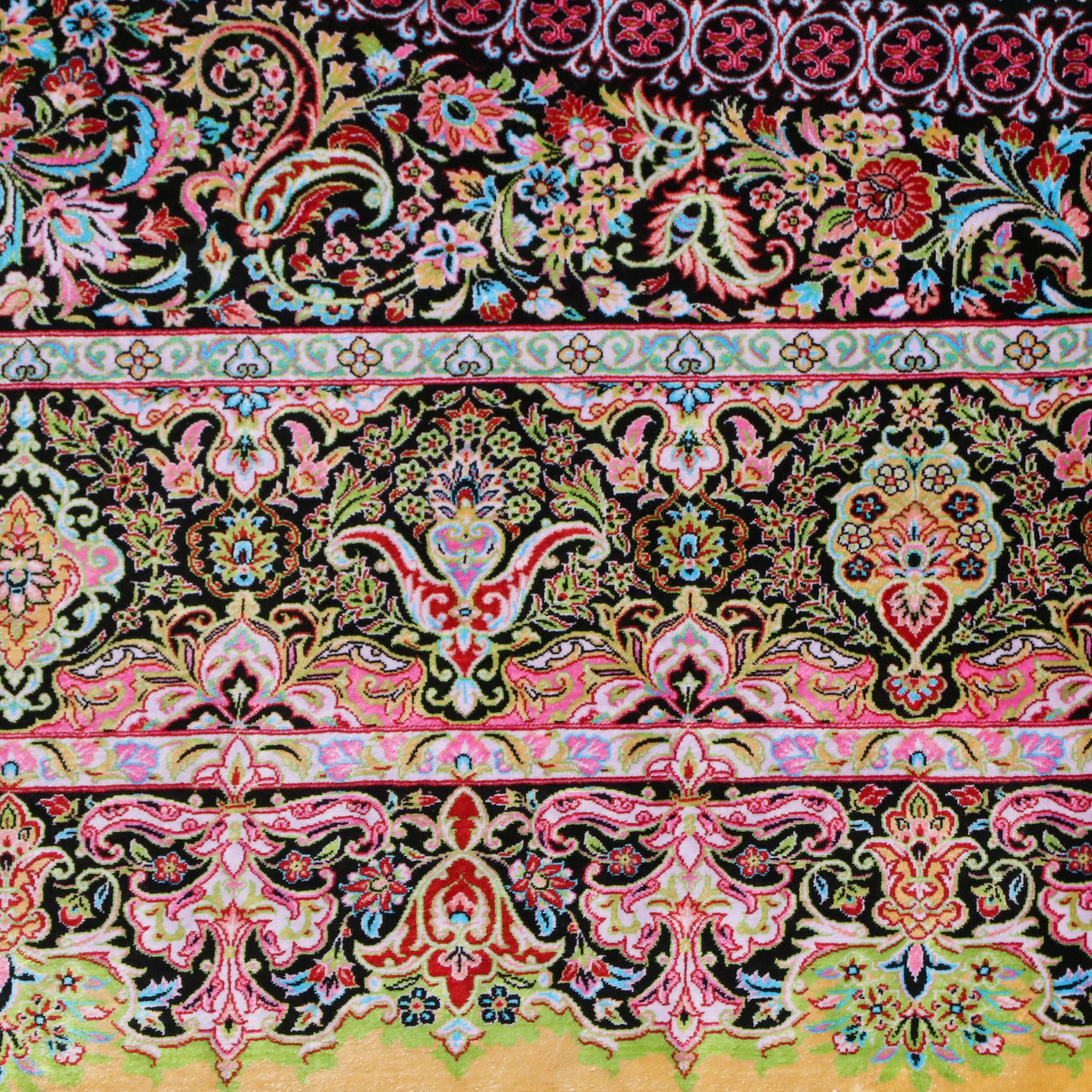 6'5 x 10'4 Machine Made Turkish Qom Style Art Silk Area Rug