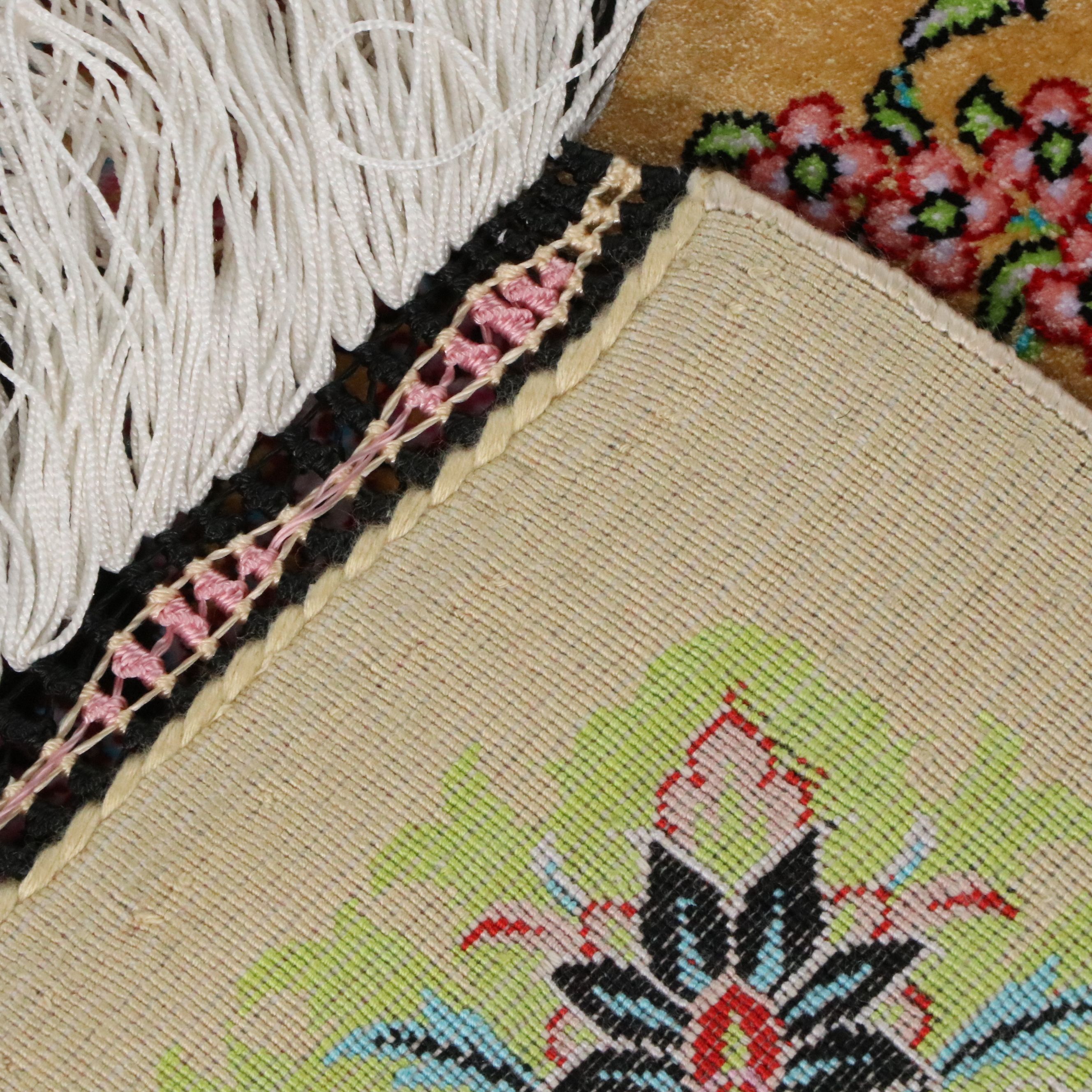 6'5 x 10'4 Machine Made Turkish Qom Style Art Silk Area Rug