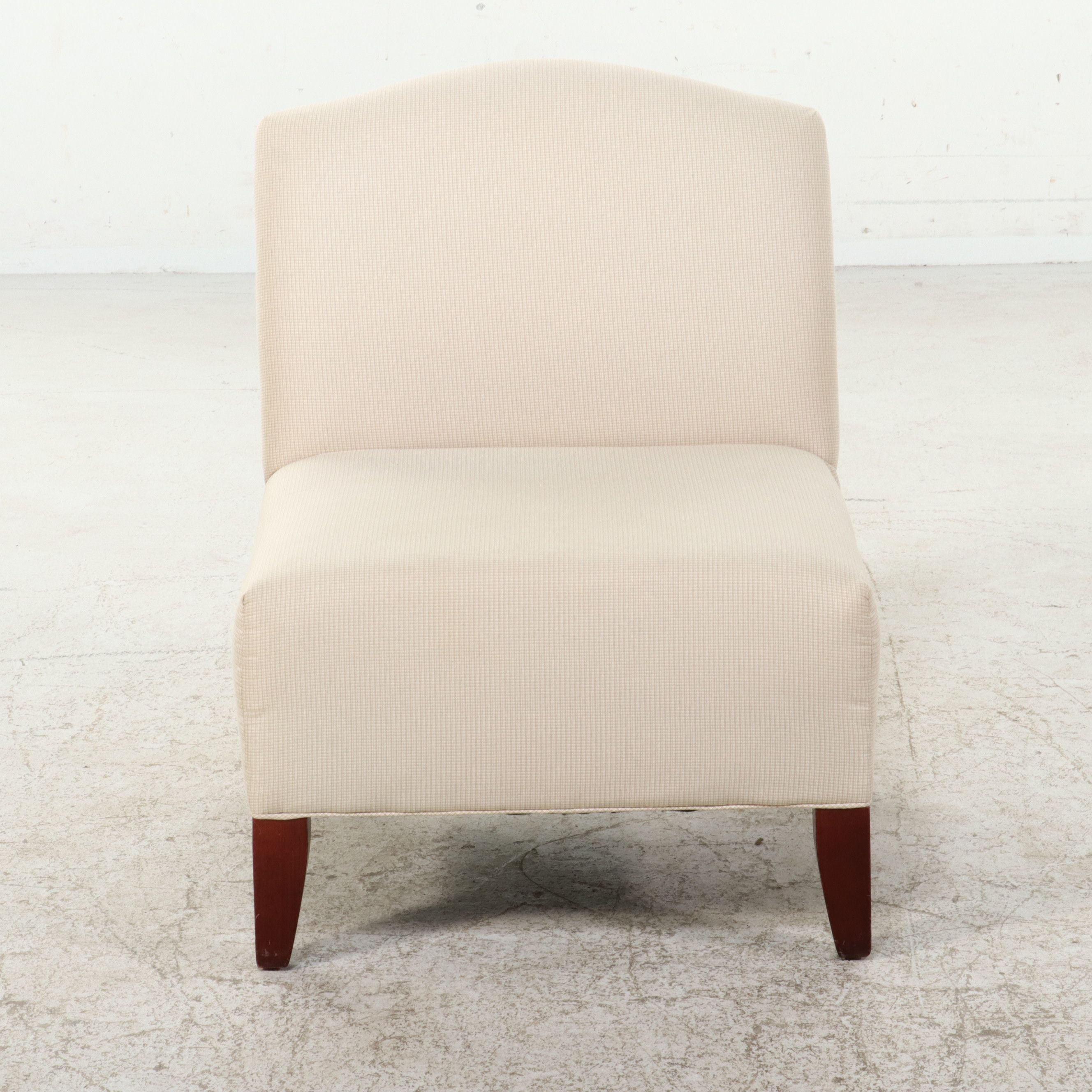Contemporary Slipper Chair in Cream Chenille, 21st Century
