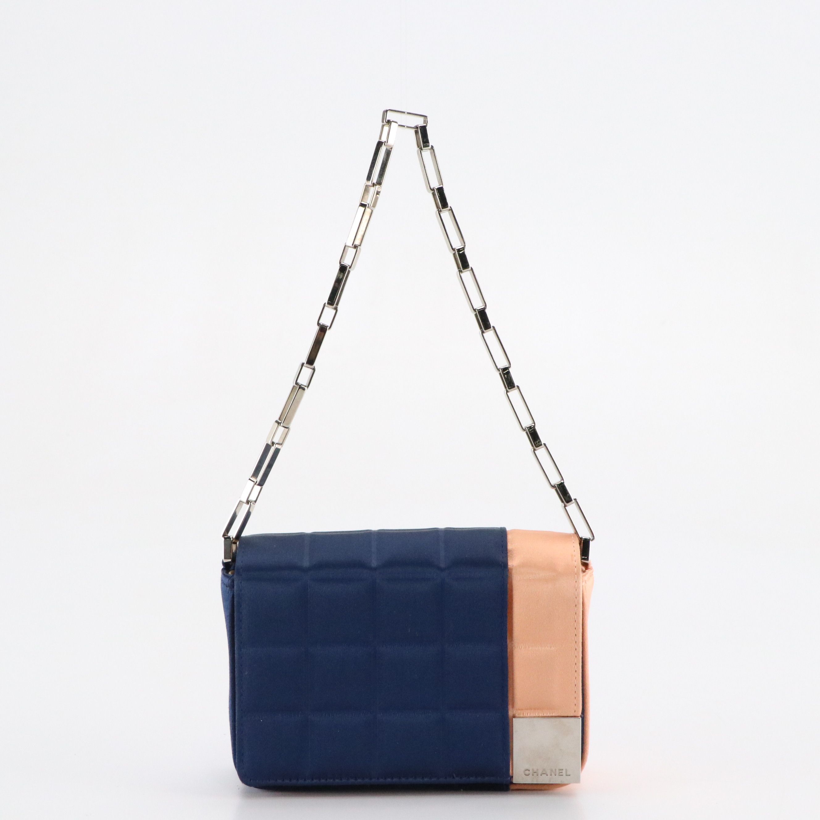 Chanel Mini Chocolate Bar Chain Bag in Colorblock Quilted Satin