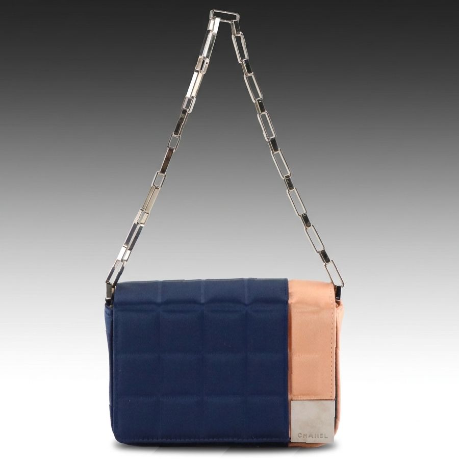Chanel Mini Chocolate Bar Chain Bag in Colorblock Quilted Satin