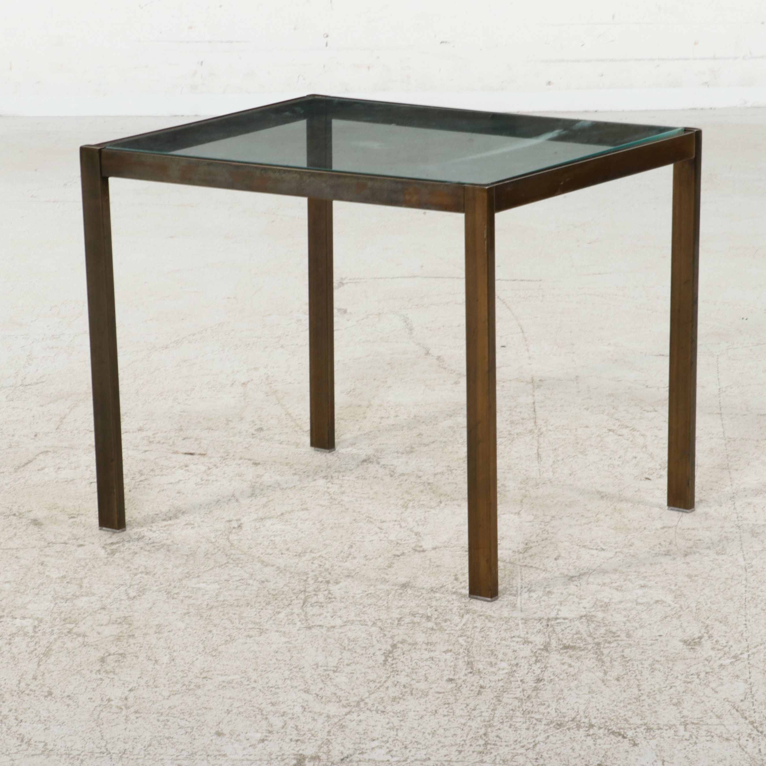 Mid Century Modern Style Glass and Brass Finish Side Table, Late 20th century