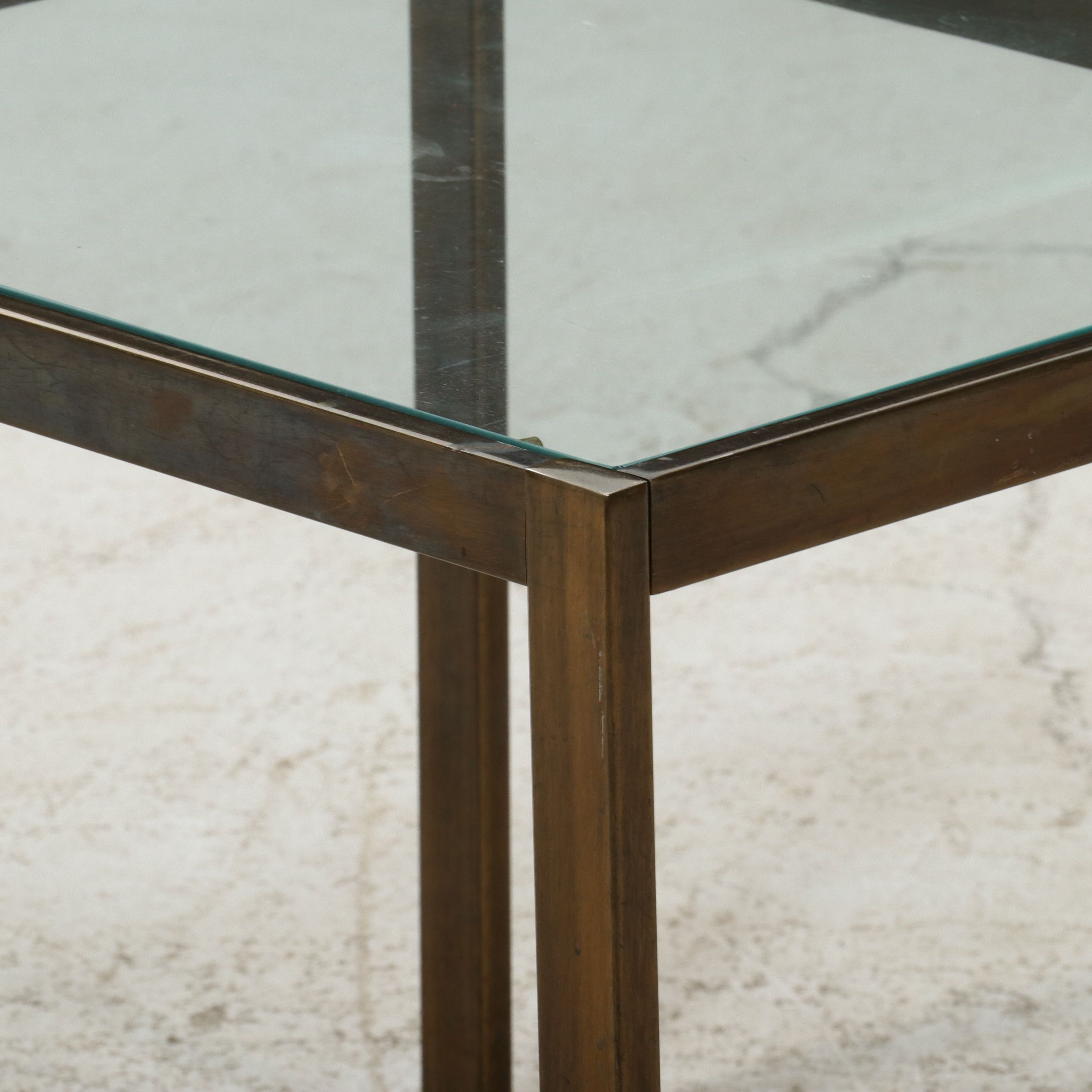 Mid Century Modern Style Glass and Brass Finish Side Table, Late 20th century