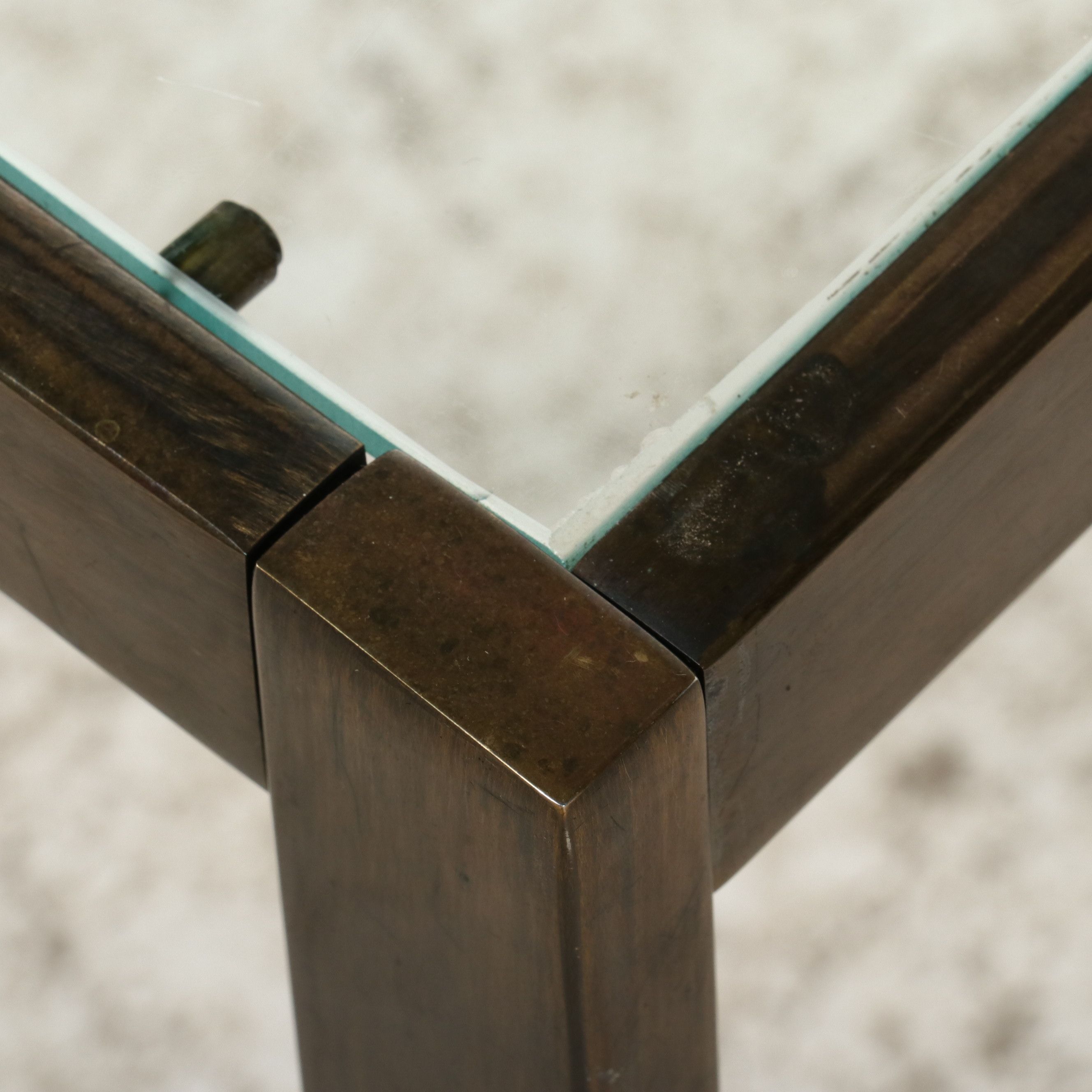 Mid Century Modern Style Glass and Brass Finish Side Table, Late 20th century