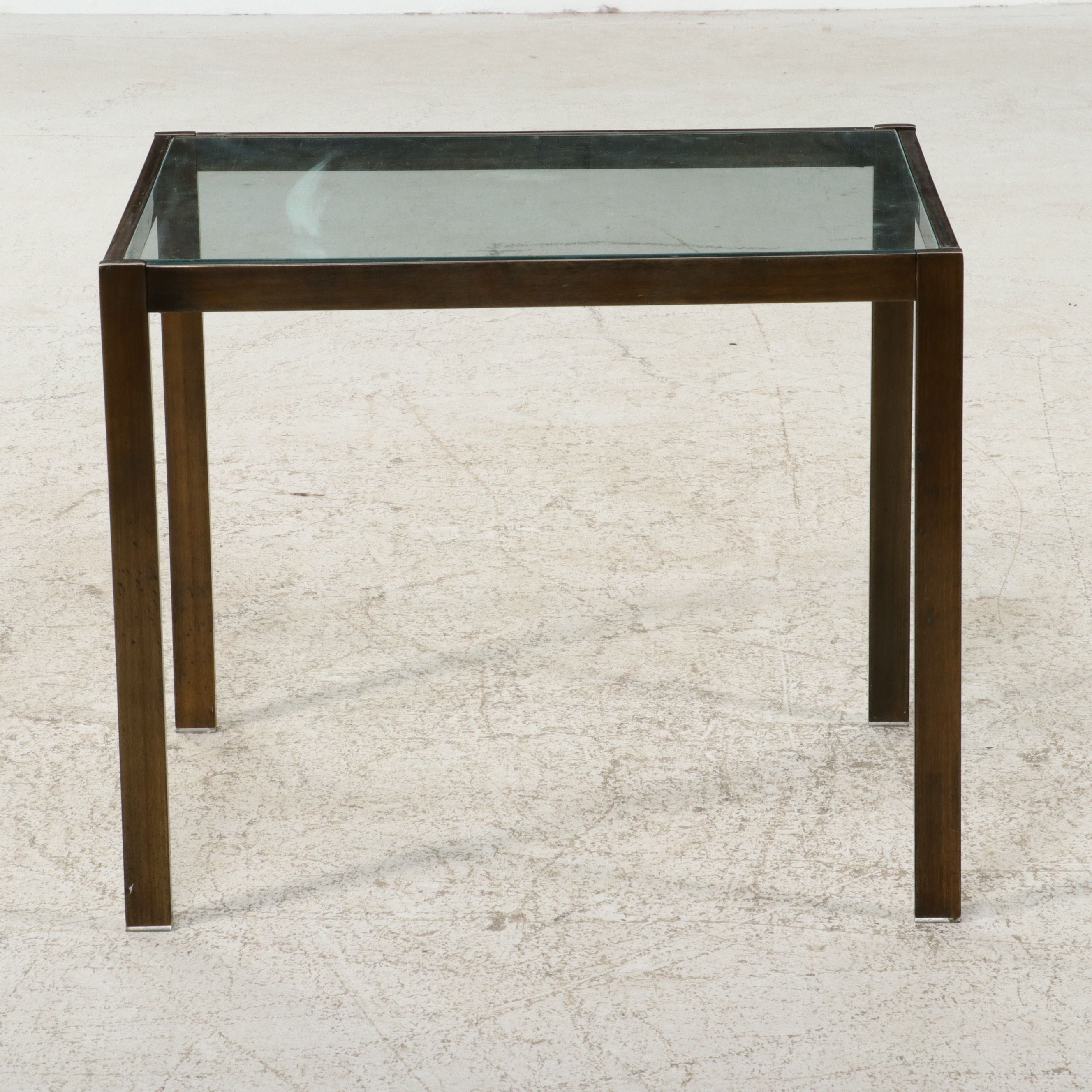 Mid Century Modern Style Glass and Brass Finish Side Table, Late 20th century