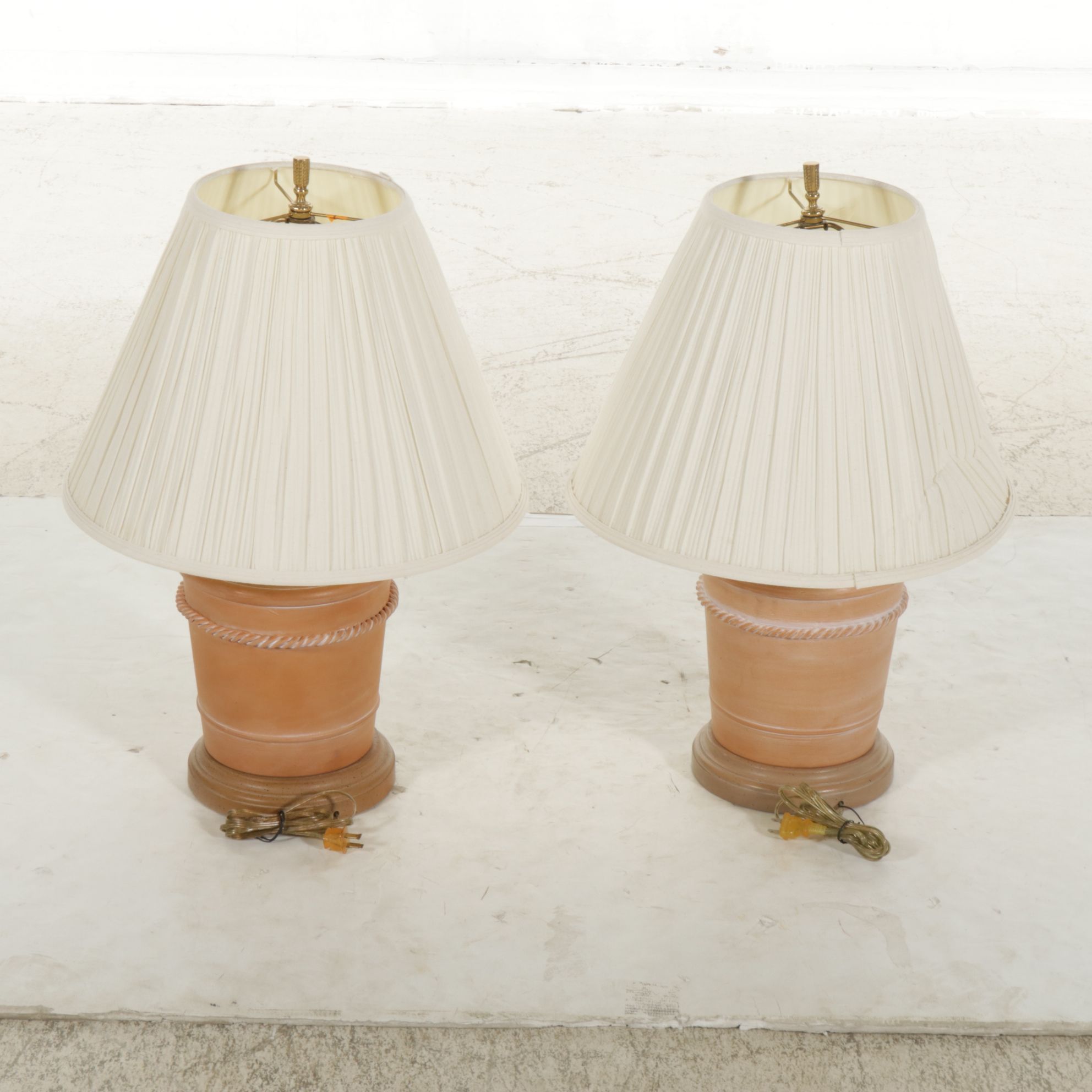Pair of Ethan Allen Table Lamps with Terracotta Bases