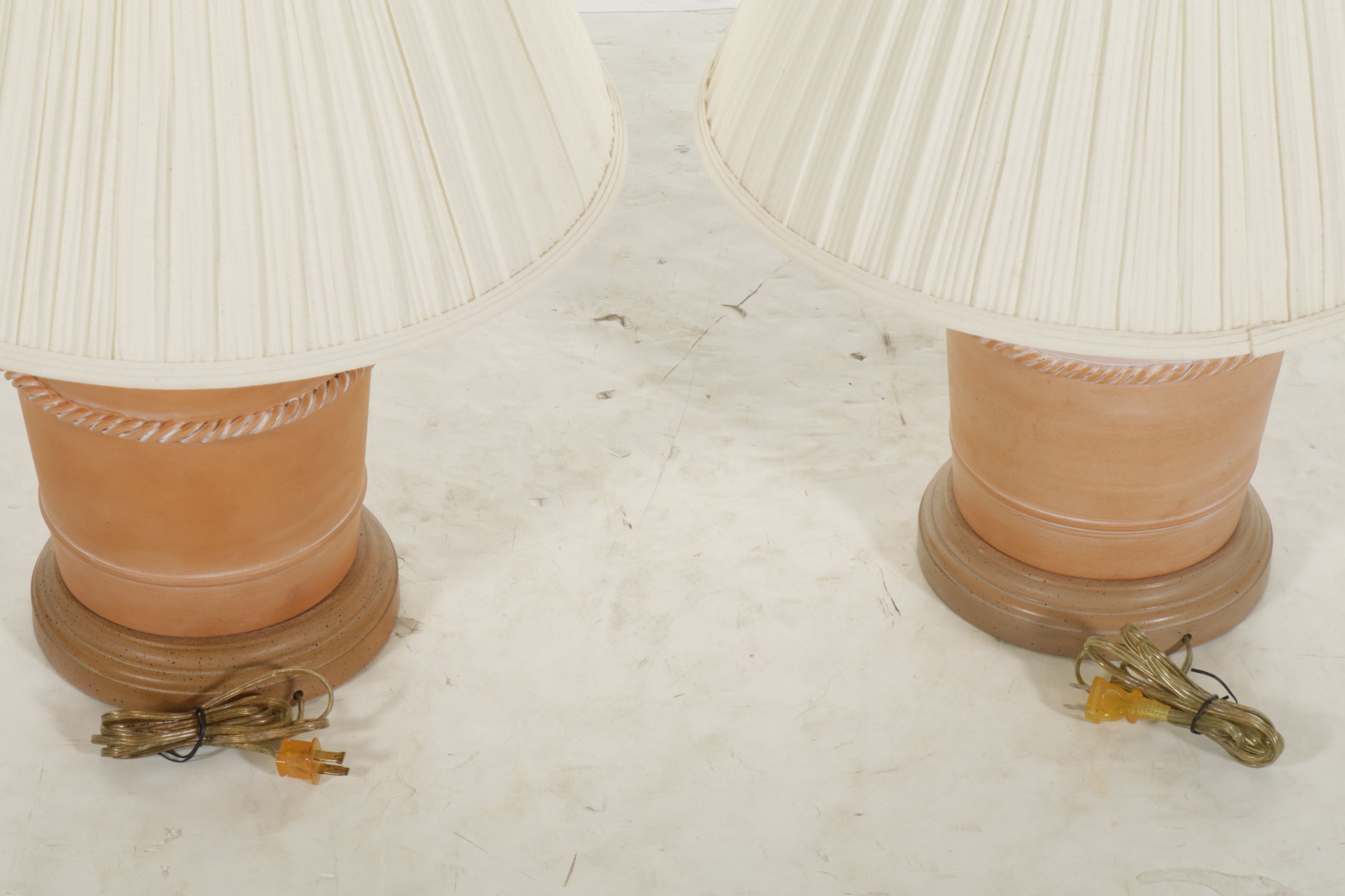 Pair of Ethan Allen Table Lamps with Terracotta Bases