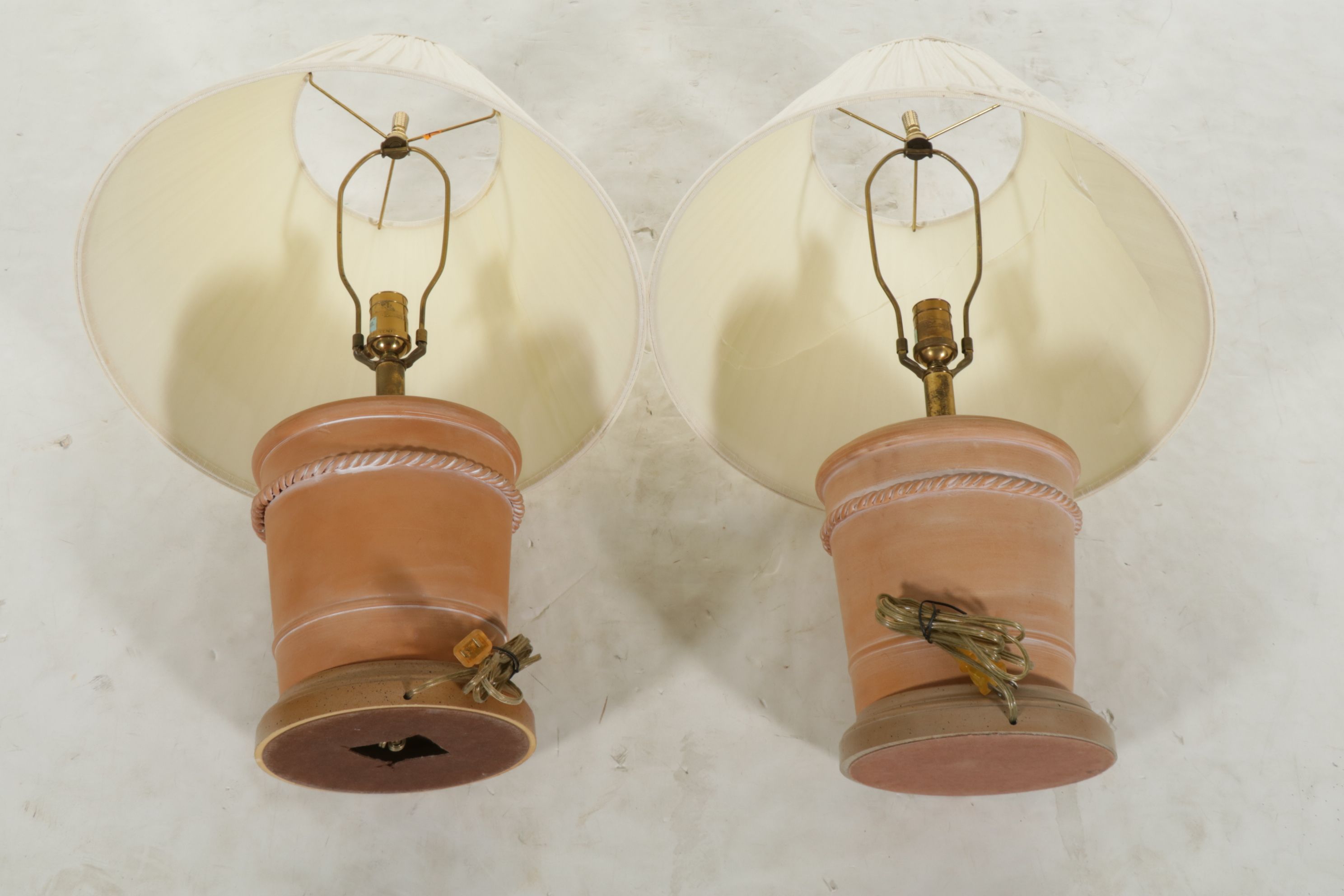 Pair of Ethan Allen Table Lamps with Terracotta Bases