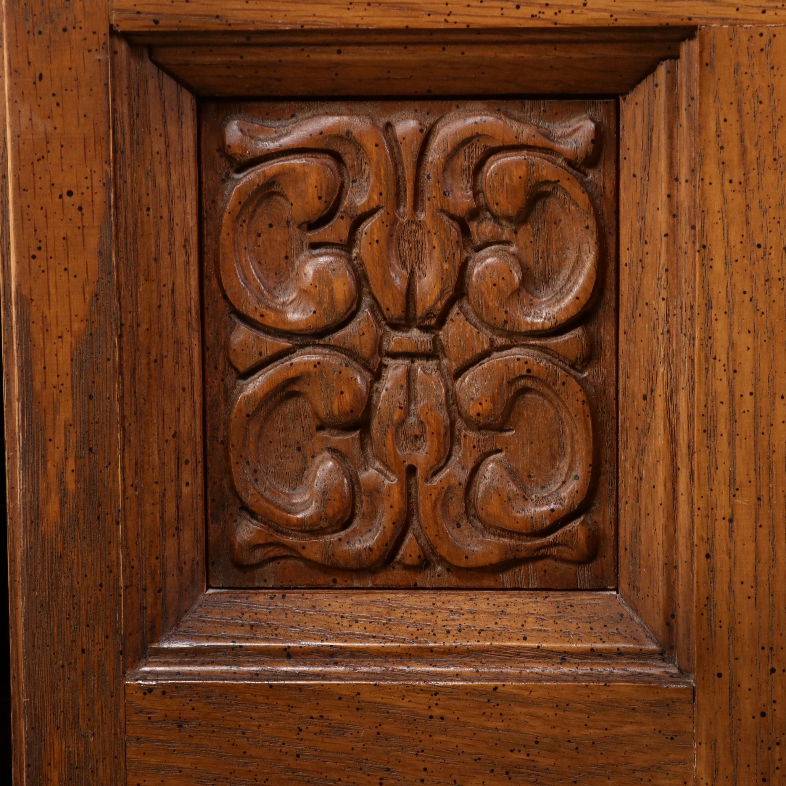 Mediterranean Style Oak Two-Piece Armoire on Chest