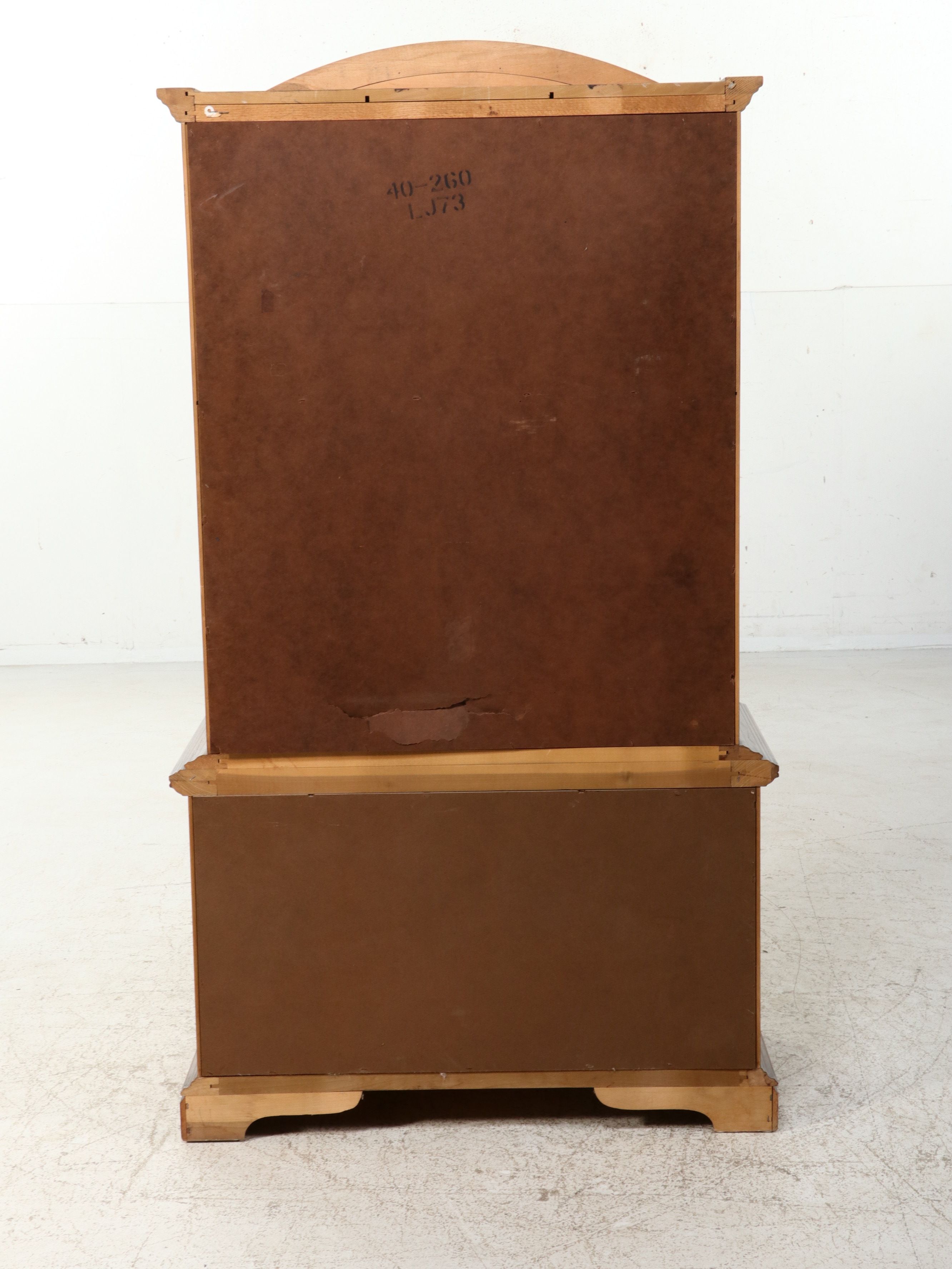 Mediterranean Style Oak Two-Piece Armoire on Chest