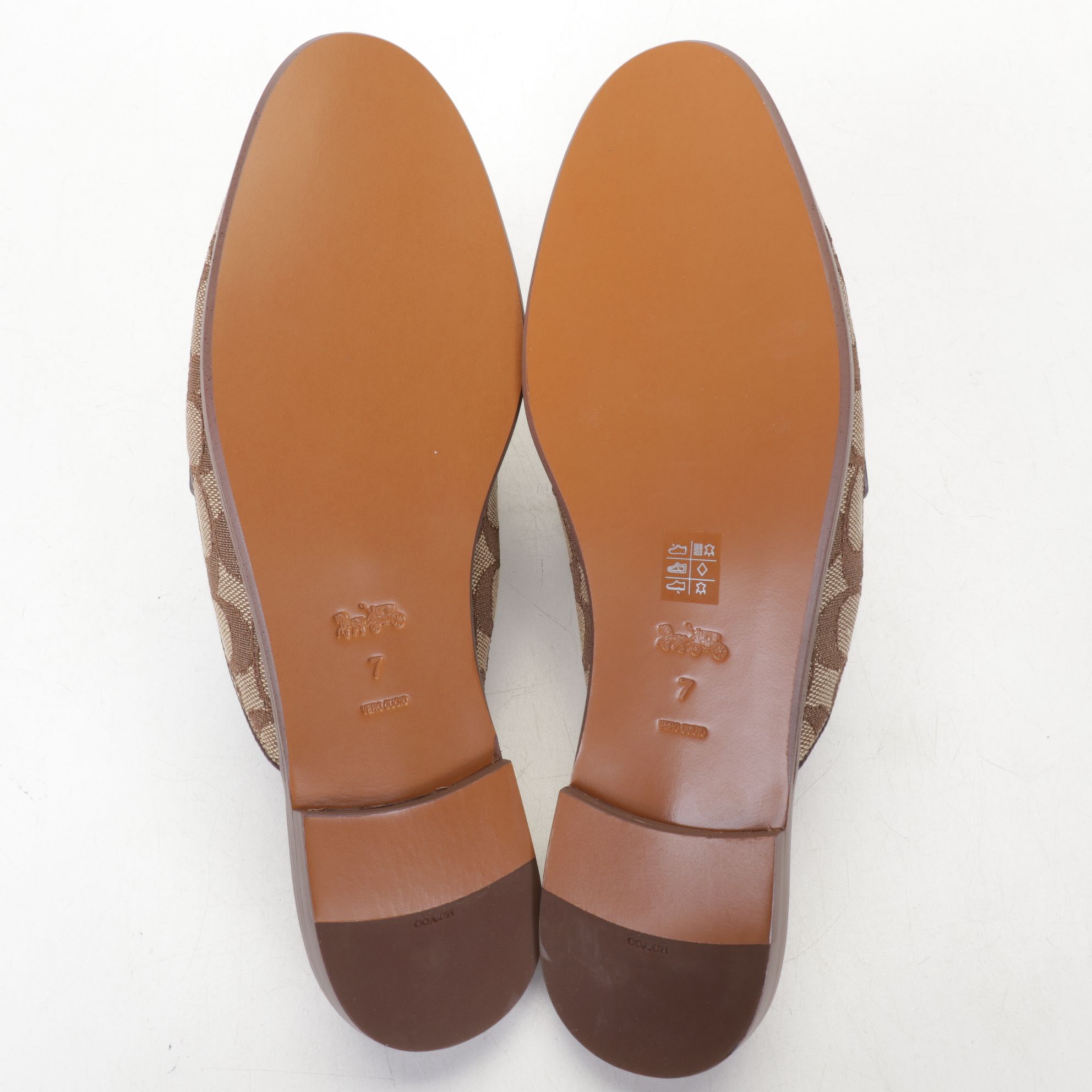 Coach Signature Stassi Slides in Khaki and Mahogany