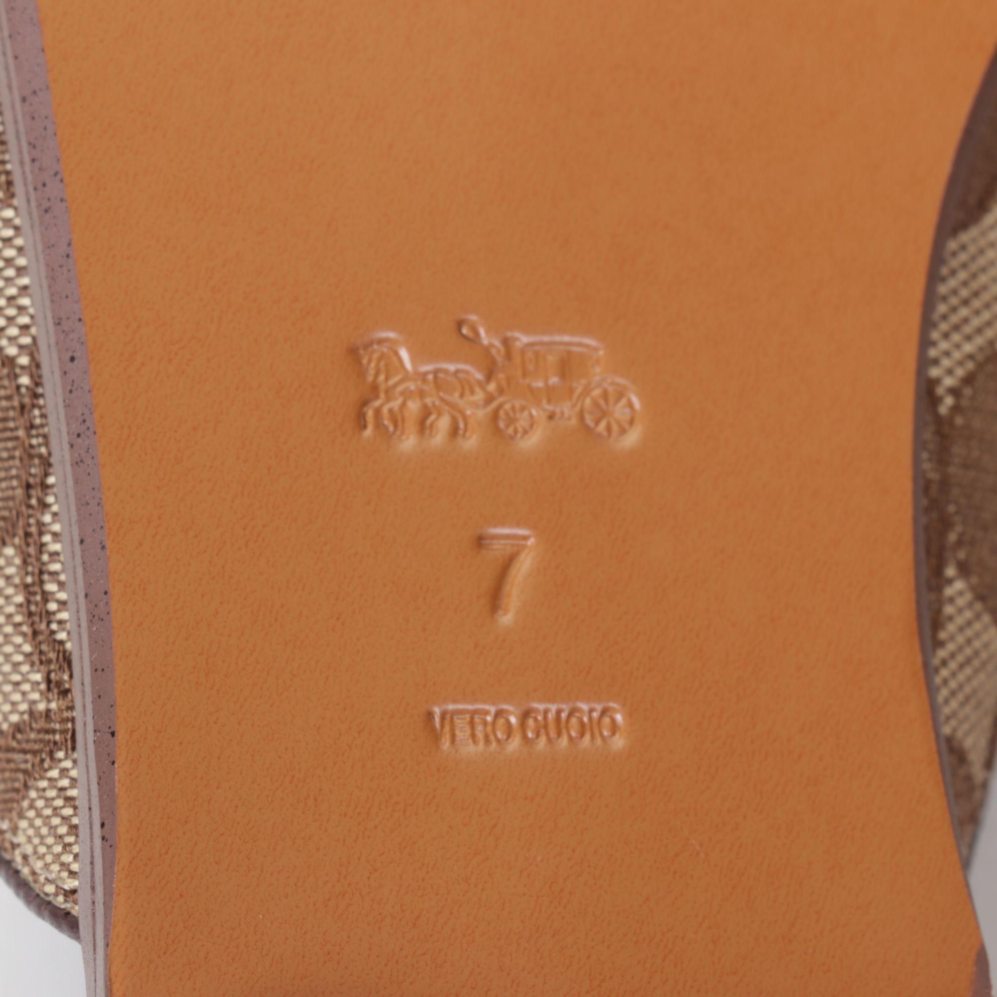 Coach Signature Stassi Slides in Khaki and Mahogany