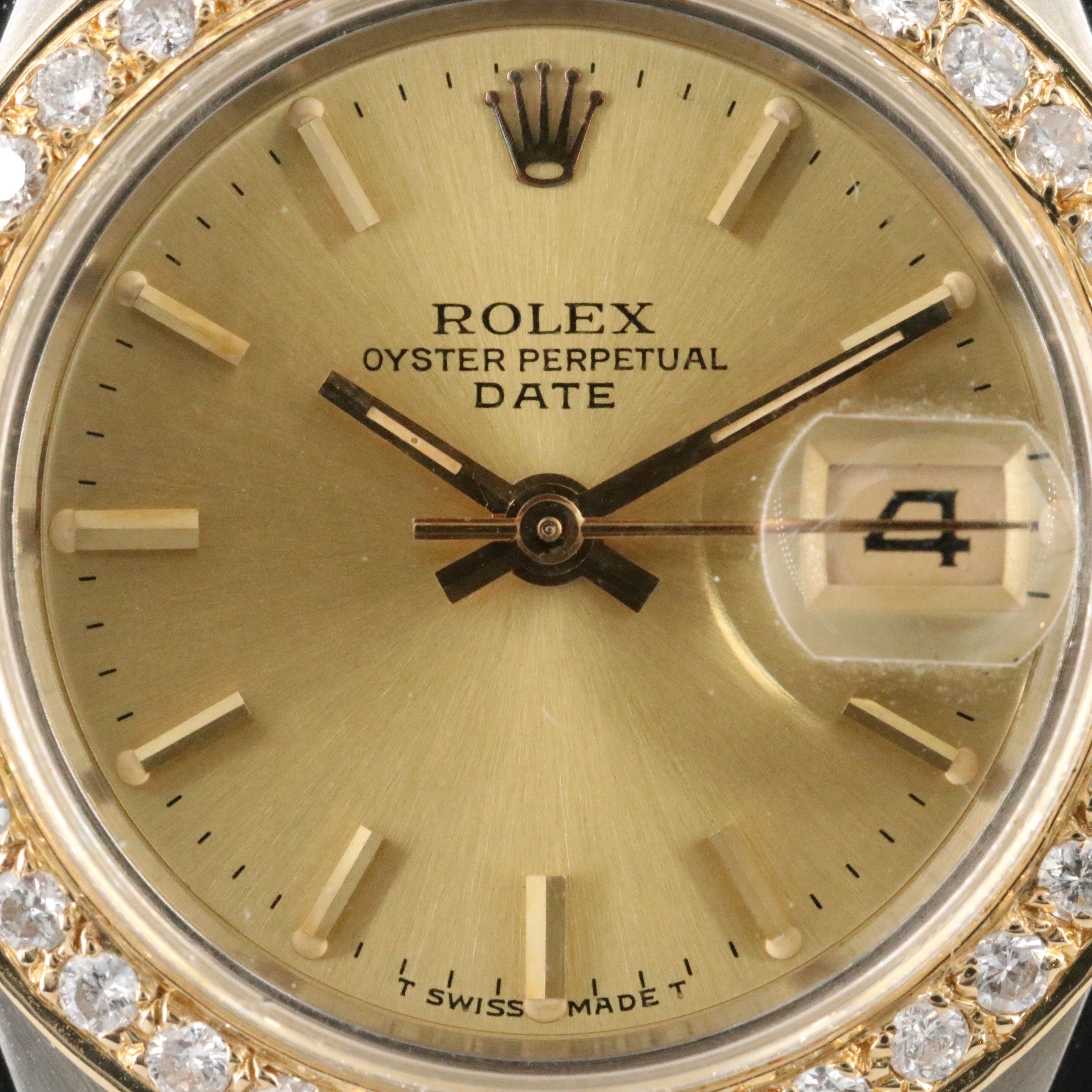 1984 Rolex Custom Diamond Bezel Two Tone Date Watch Model 69173