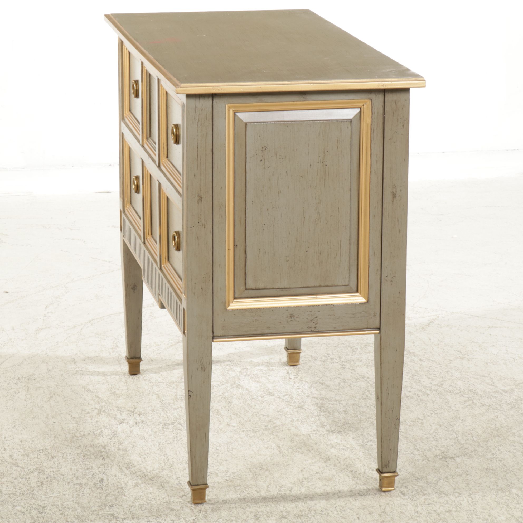 Hickory-White Louis XVI Style Paint Decorated Night Stand