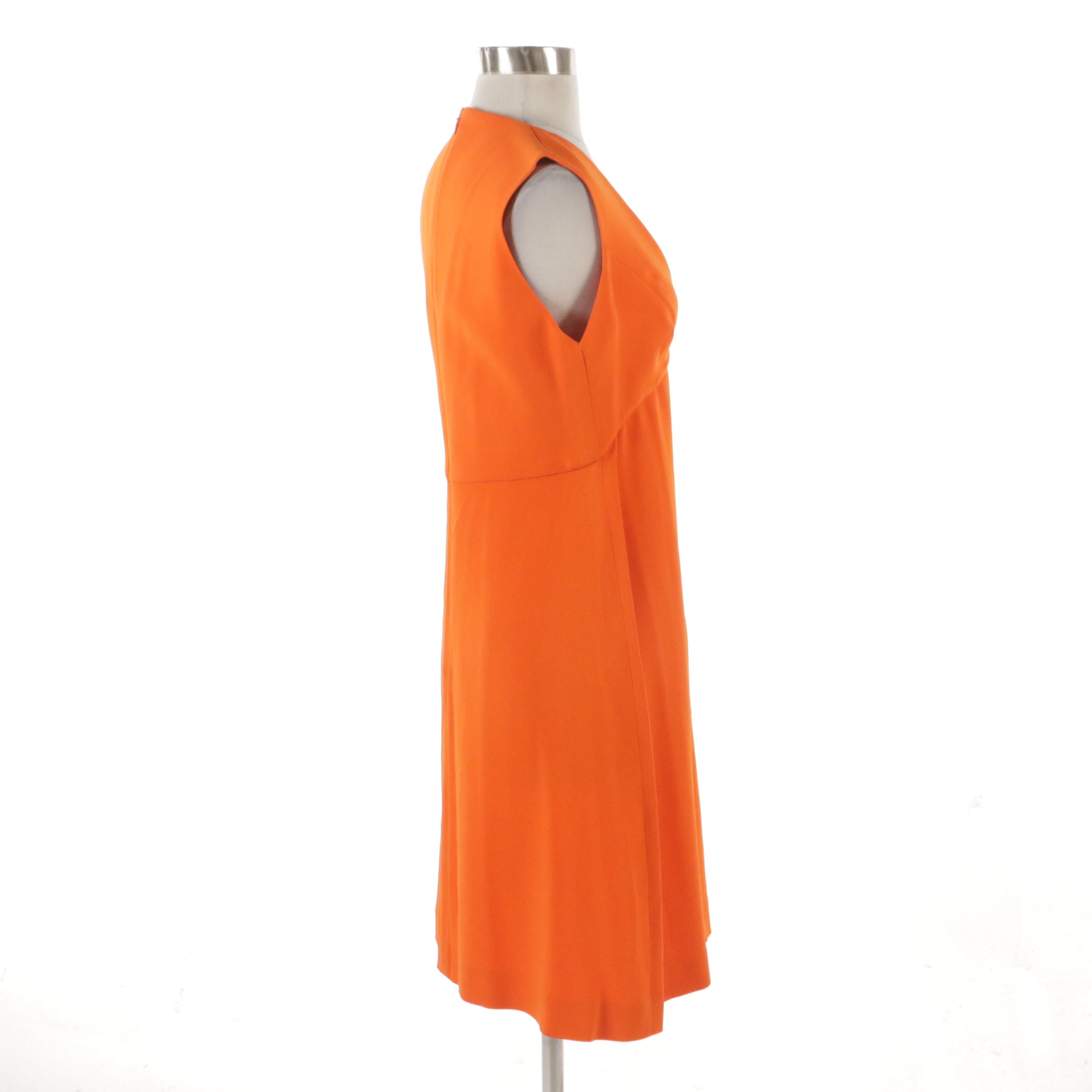 Stella McCartney Plunging Neckline Cocktail Dress in Orange Stretch Jersey