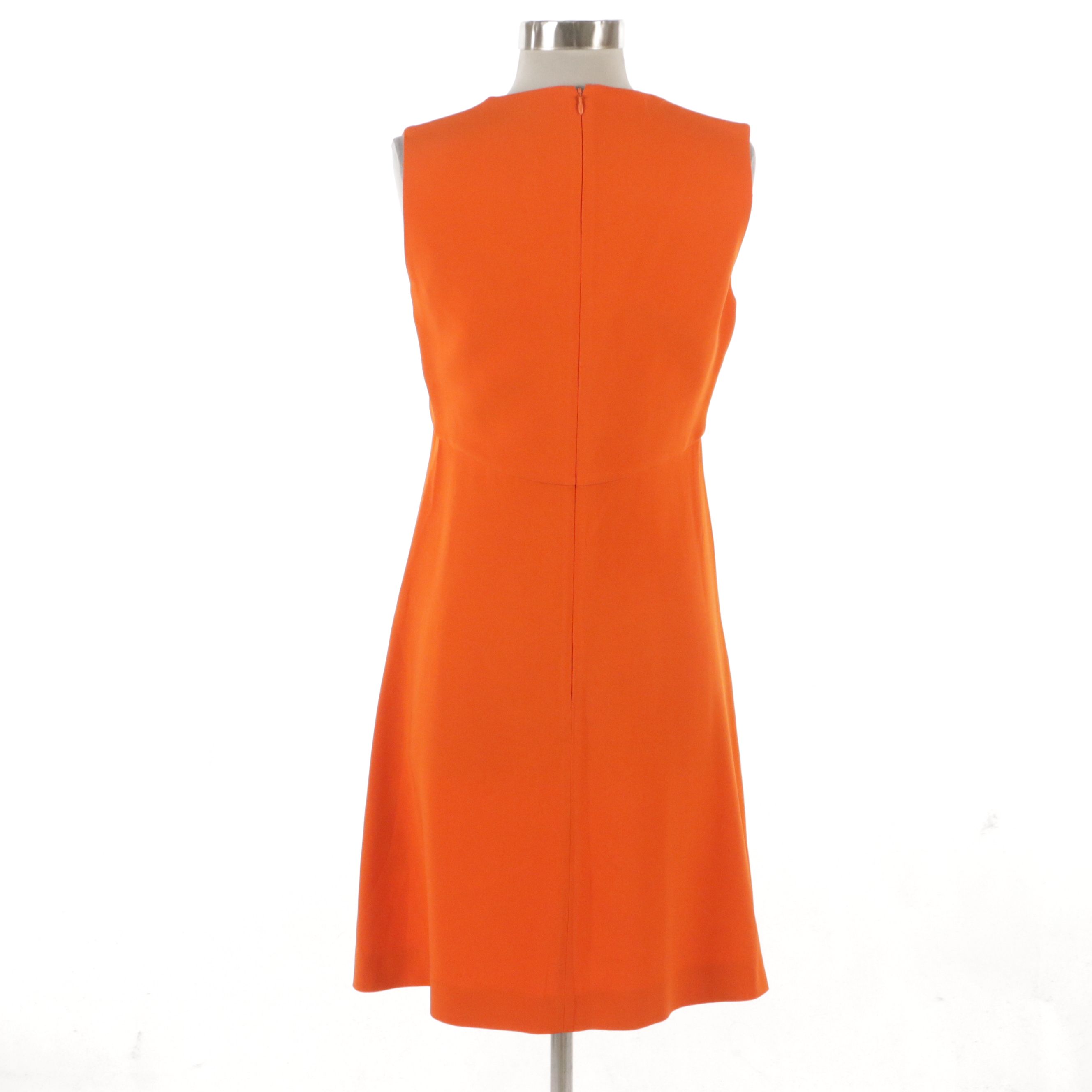 Stella McCartney Plunging Neckline Cocktail Dress in Orange Stretch Jersey