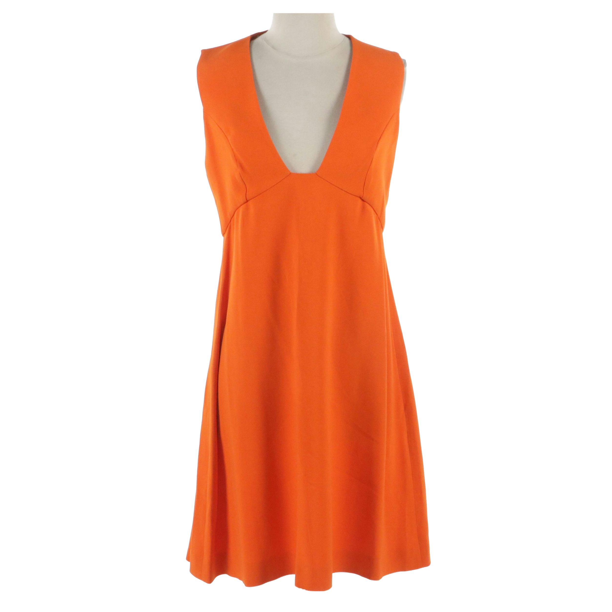 Stella McCartney Plunging Neckline Cocktail Dress in Orange Stretch Jersey