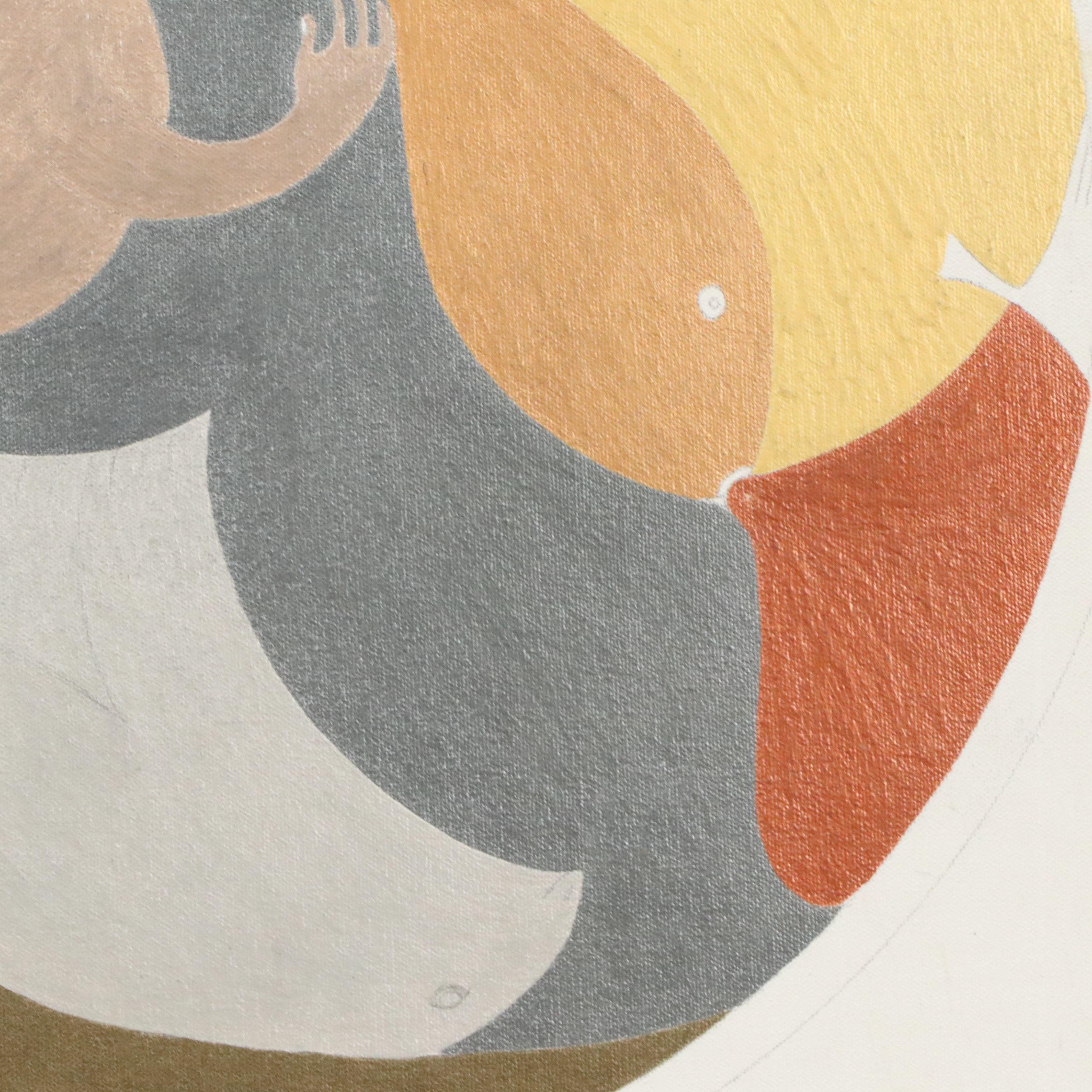 January M. Knoop Acrylic Painting of Animals in Sphere, Late 20th Century