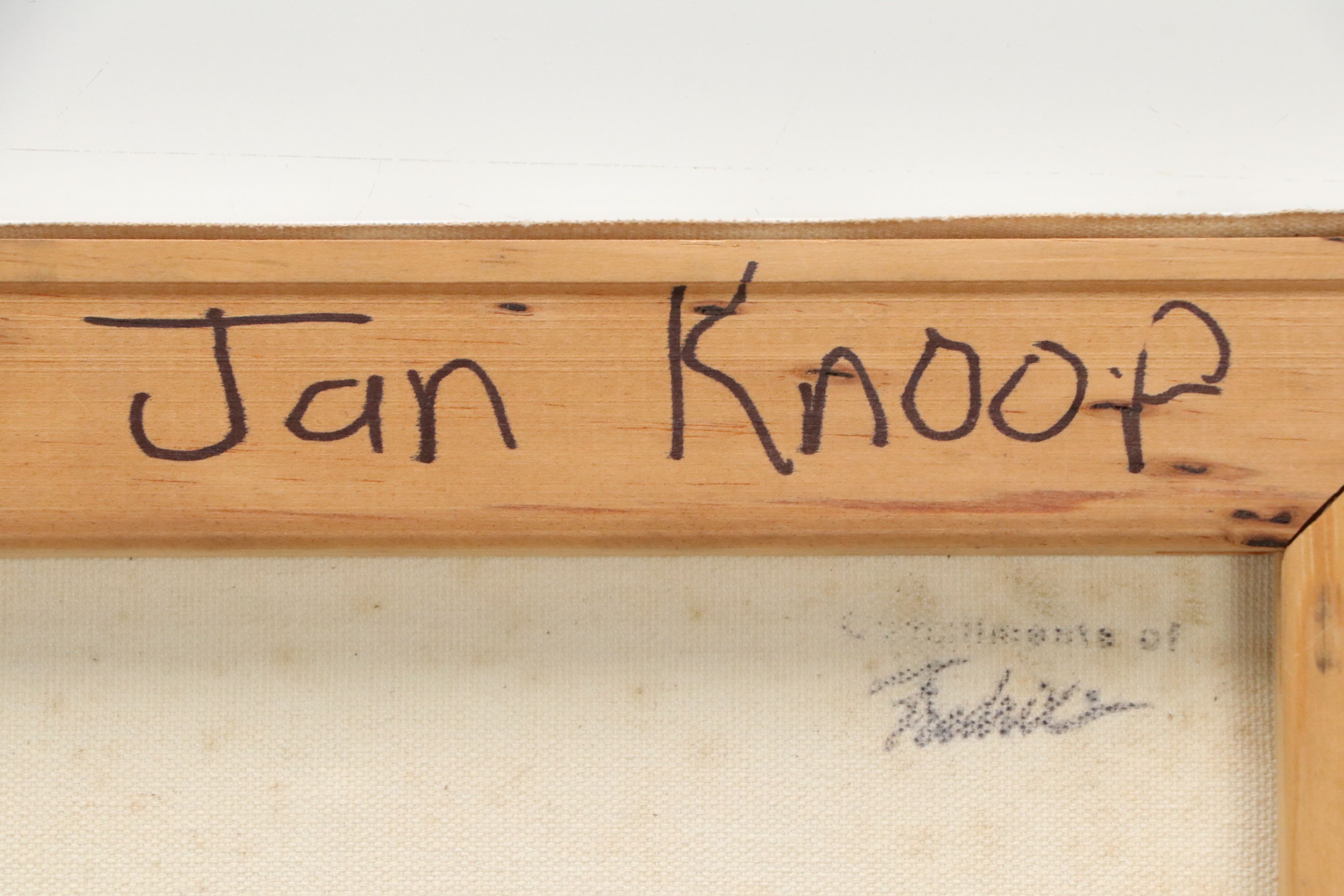 January M. Knoop Acrylic Painting of Animals in Sphere, Late 20th Century