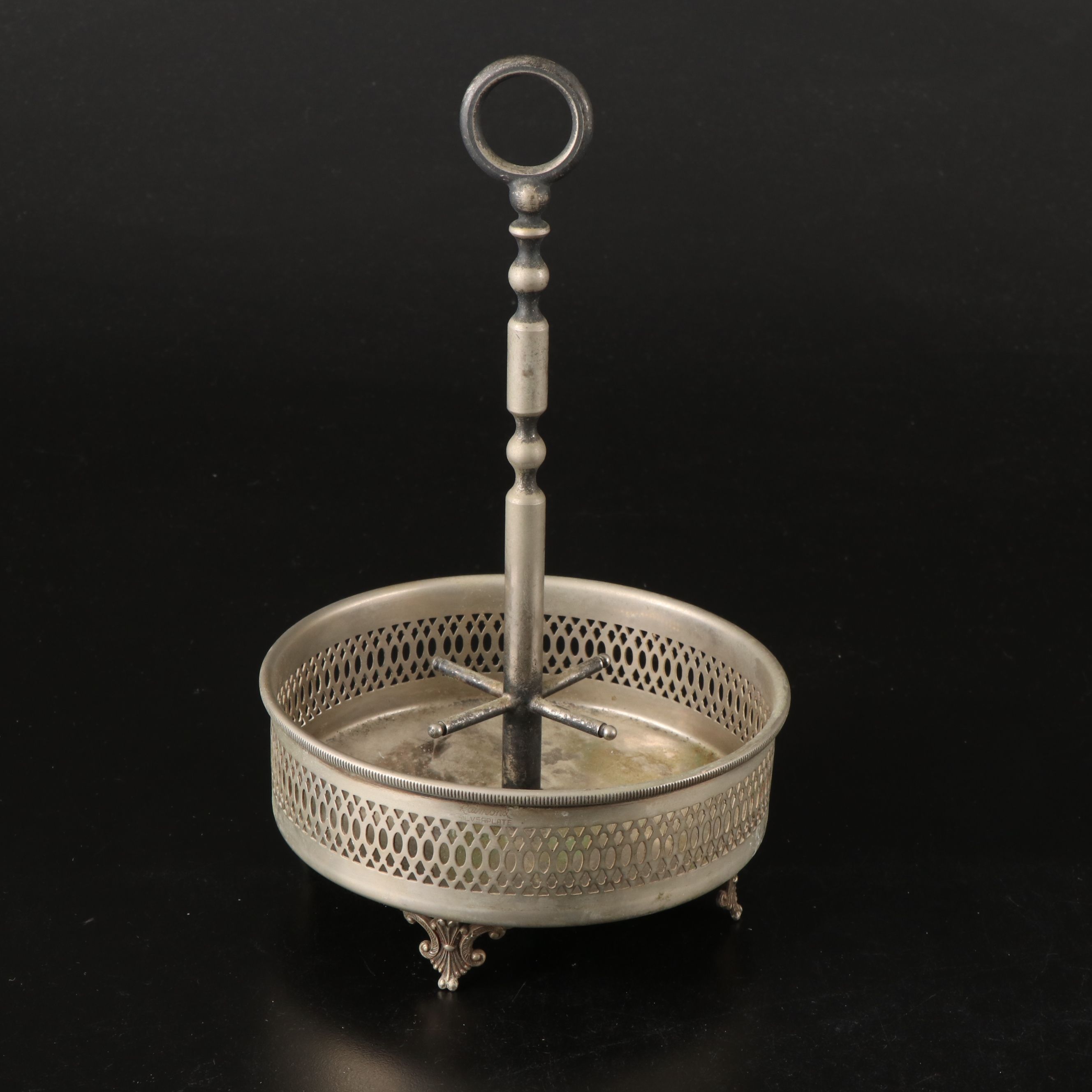 Raimond Silverplate Cruet Stand with Pewter and Glass Table Accessories