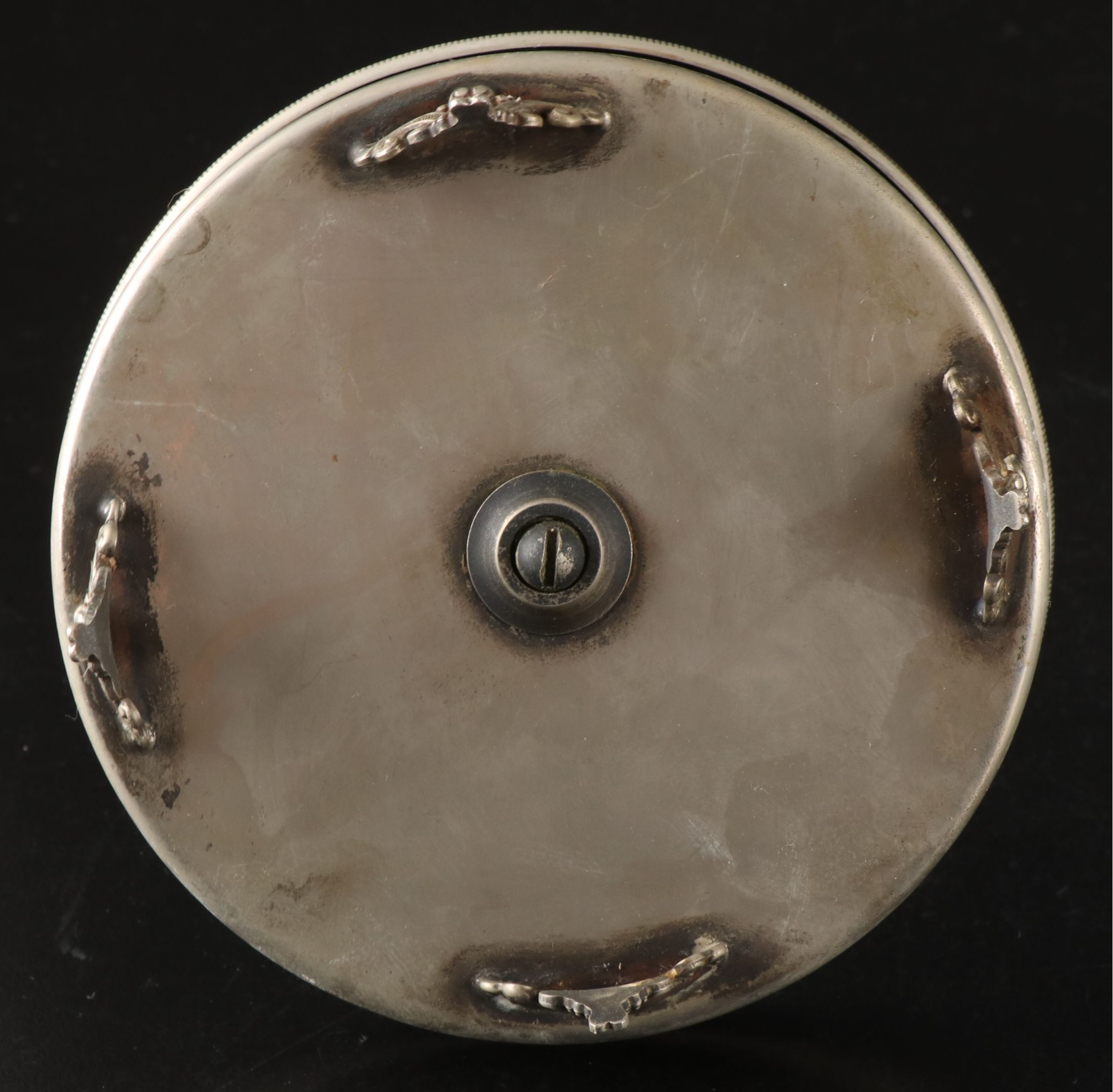 Raimond Silverplate Cruet Stand with Pewter and Glass Table Accessories