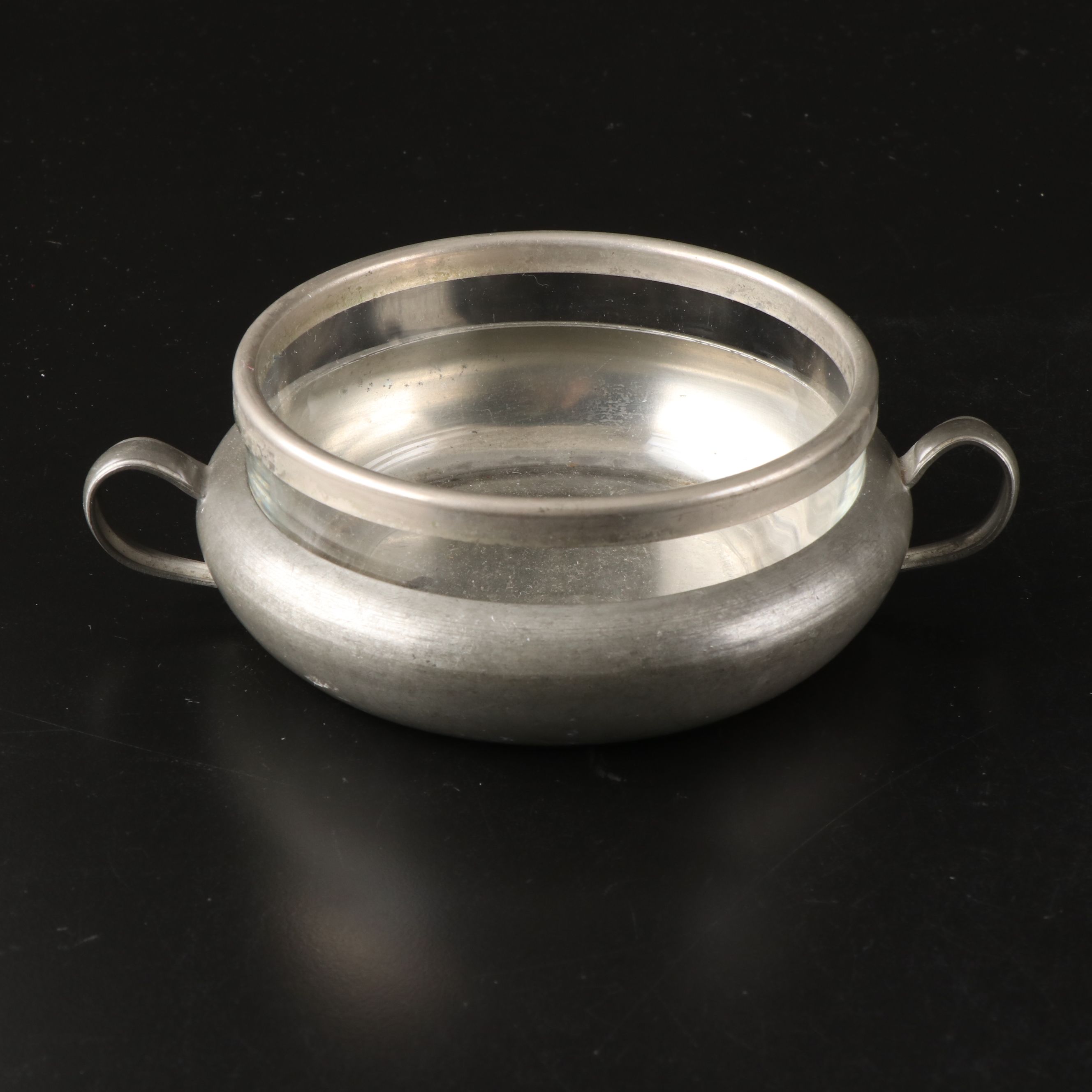 Raimond Silverplate Cruet Stand with Pewter and Glass Table Accessories