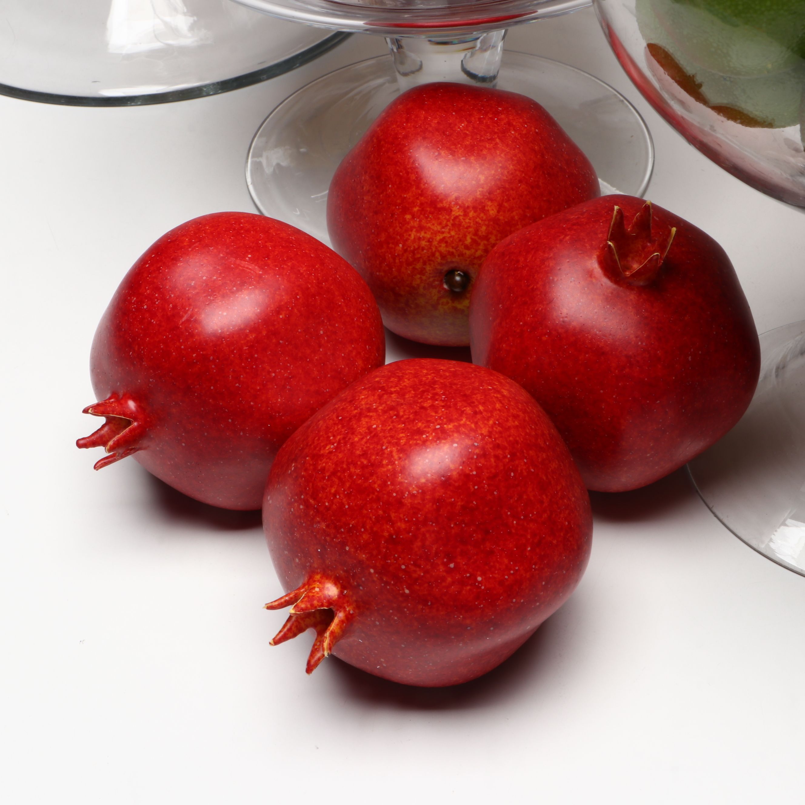 Footed Glass Apothecary Jars with Artificial Fruit