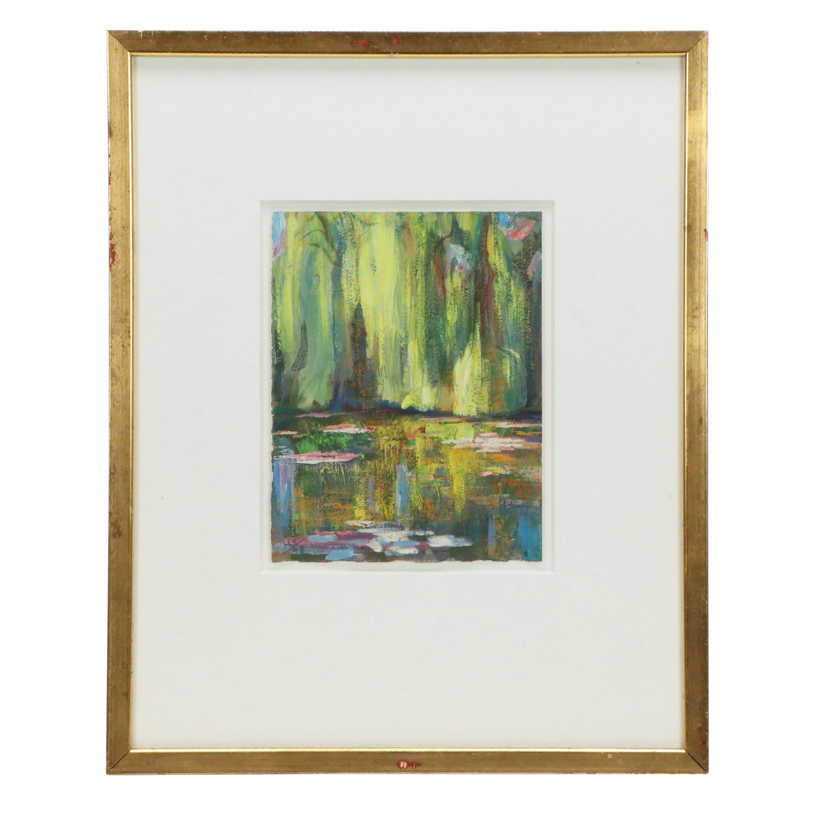 Abstracted Acrylic Painting of Pond Reflections, 1997