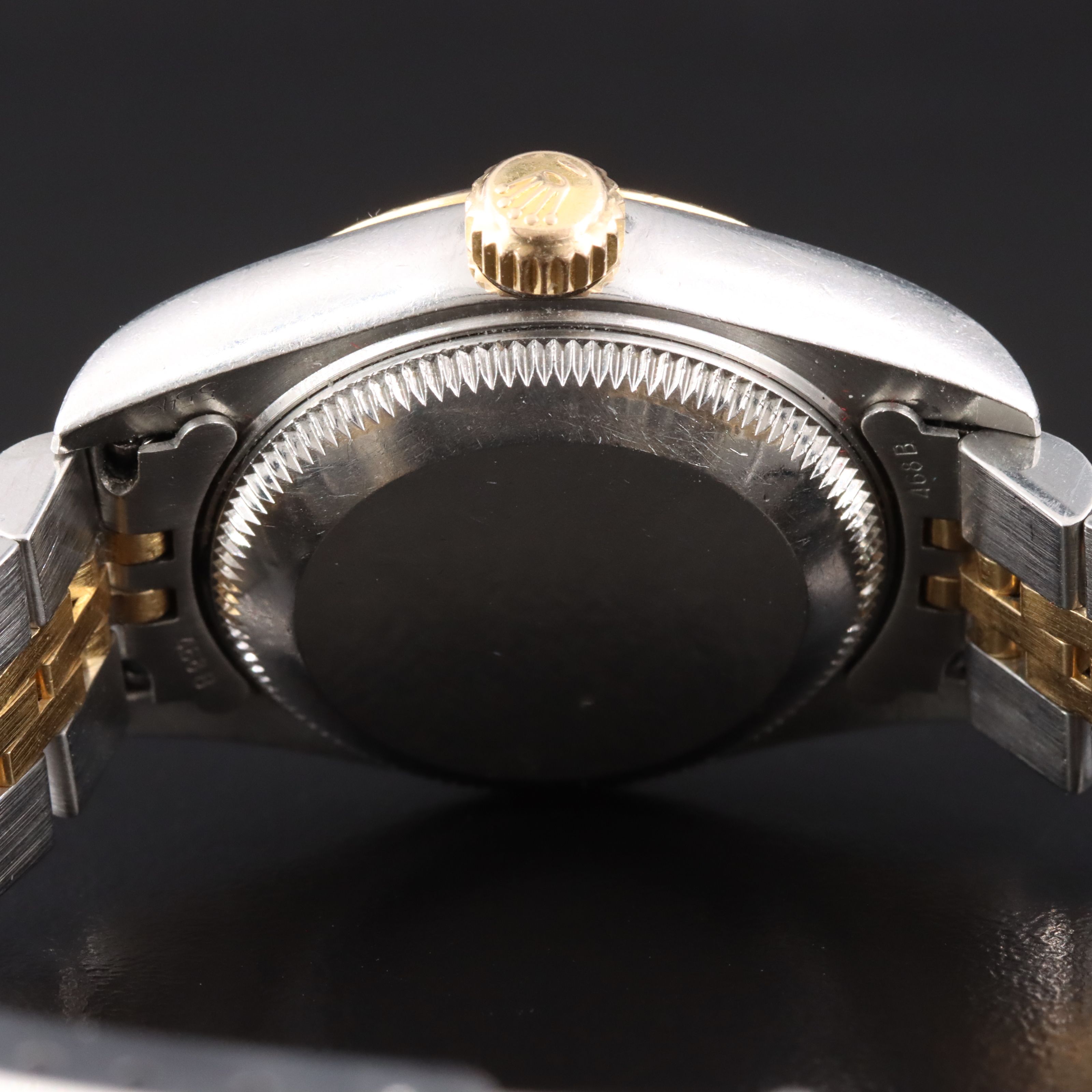 2001 Rolex Silver Tapestry Dial 18K & Steelinox Datejust Model 79173 Watch