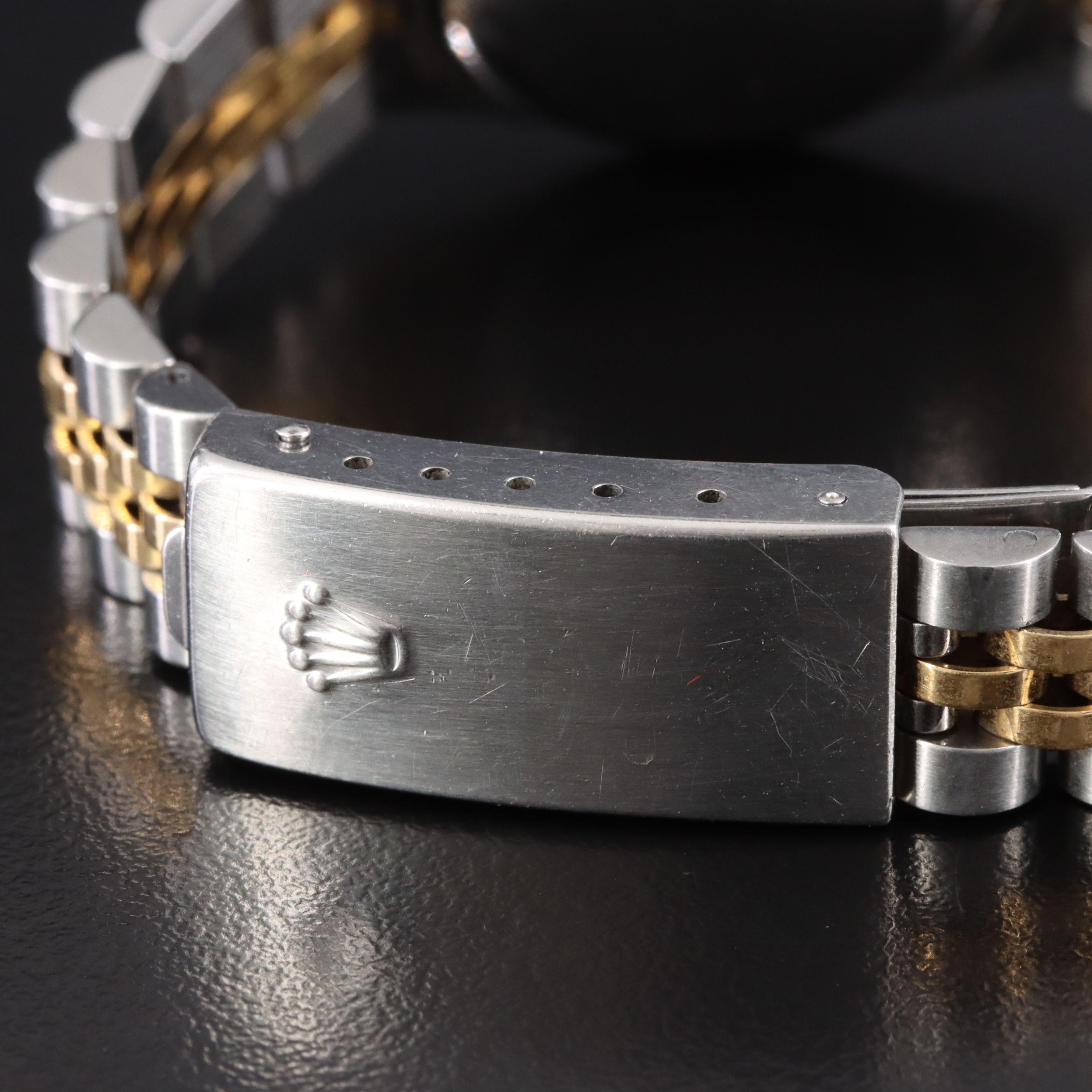 2001 Rolex Silver Tapestry Dial 18K & Steelinox Datejust Model 79173 Watch