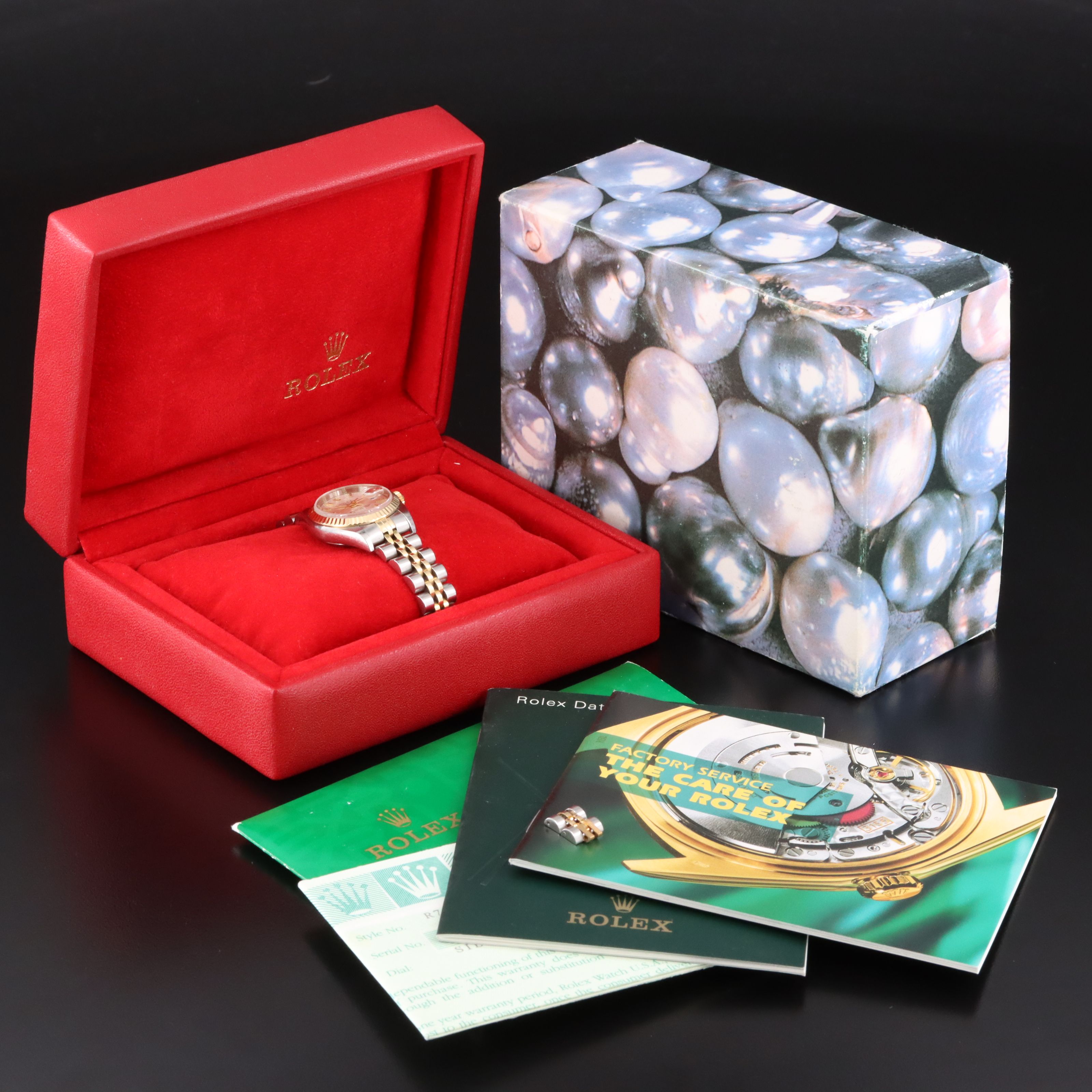 2001 Rolex Silver Tapestry Dial 18K & Steelinox Datejust Model 79173 Watch