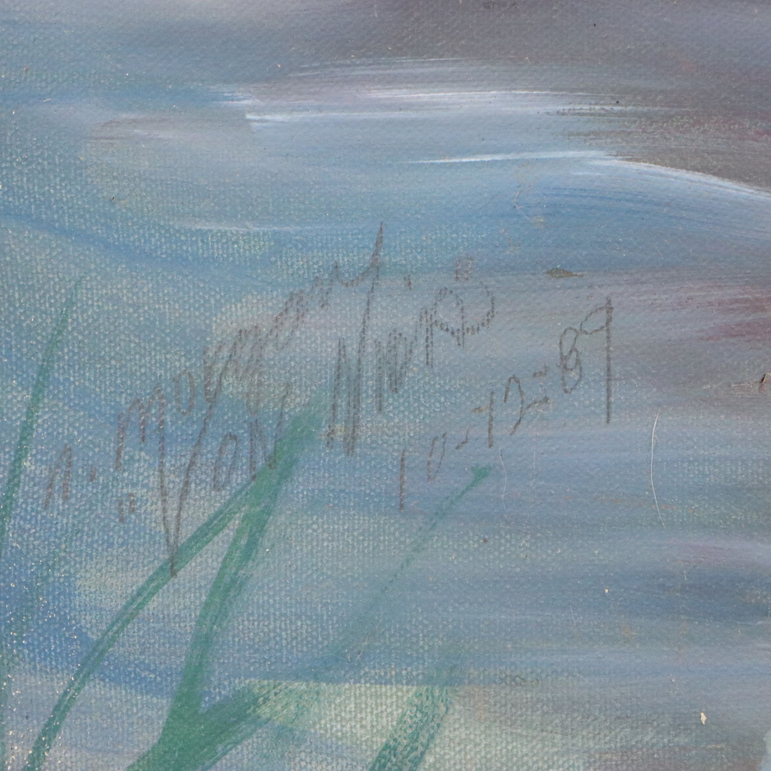 Aquatic Landscape Oil Painting "Landen, Farm Pond," 1987