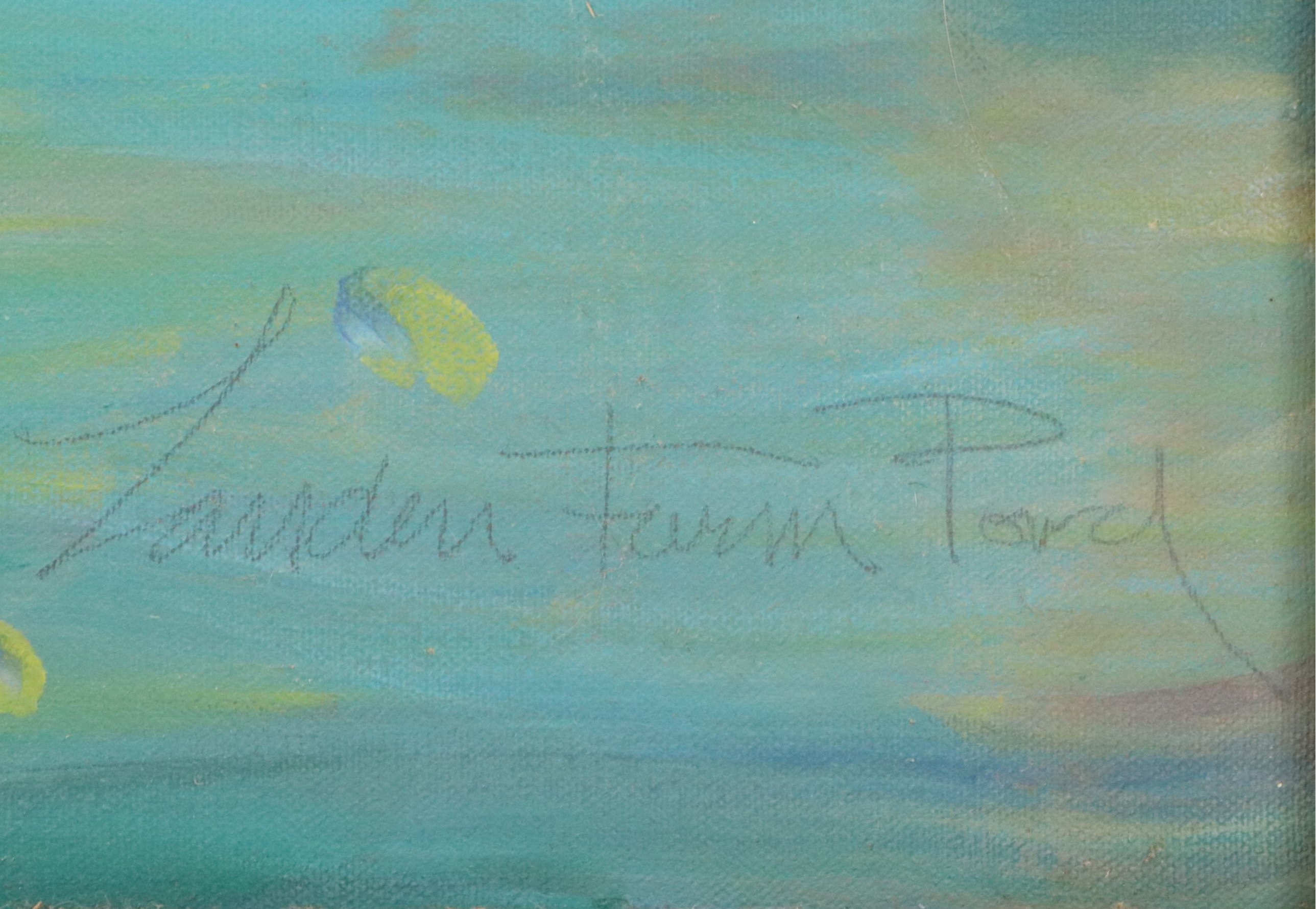 Aquatic Landscape Oil Painting "Landen, Farm Pond," 1987