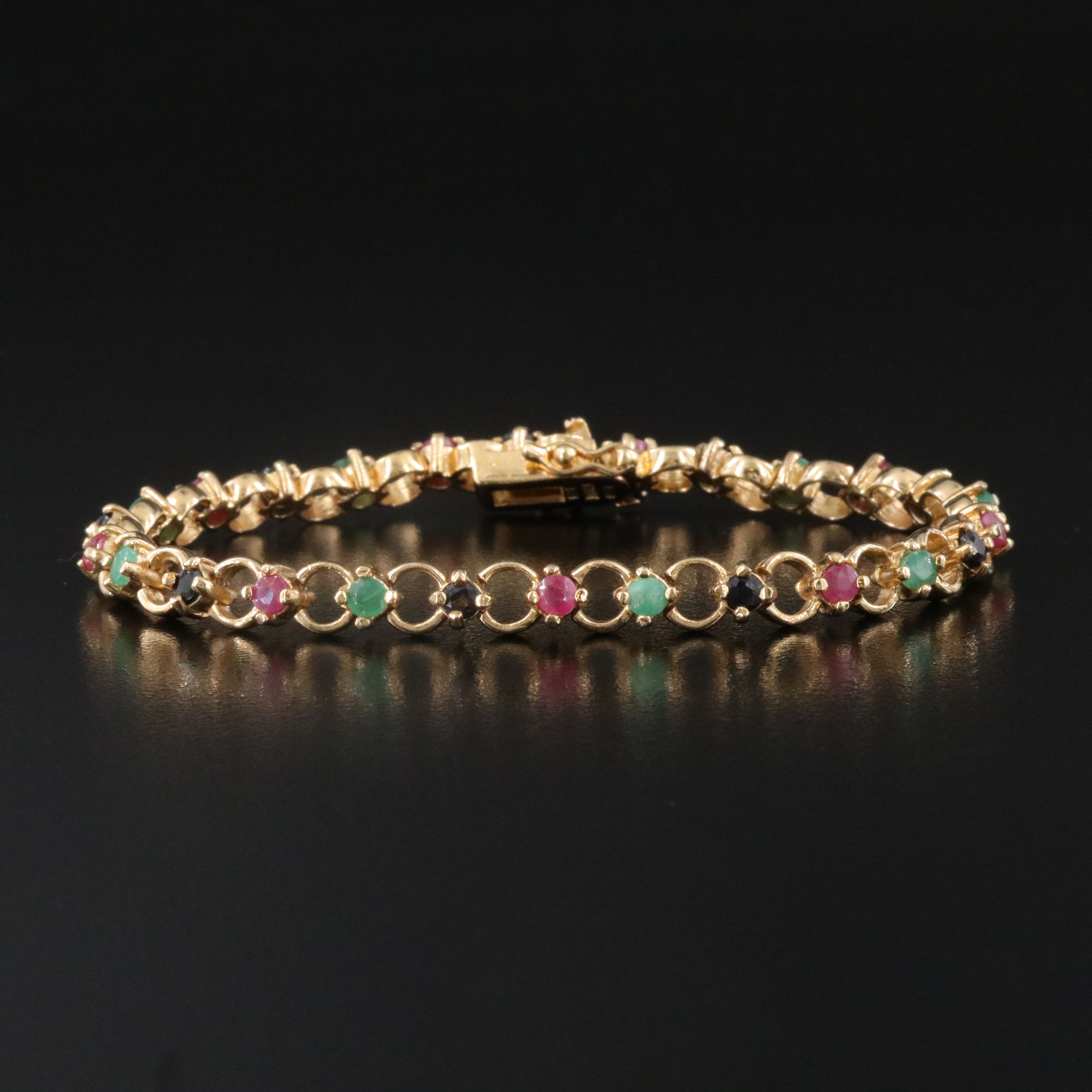 Sterling Ruby, Emerald and Sapphire Bracelet