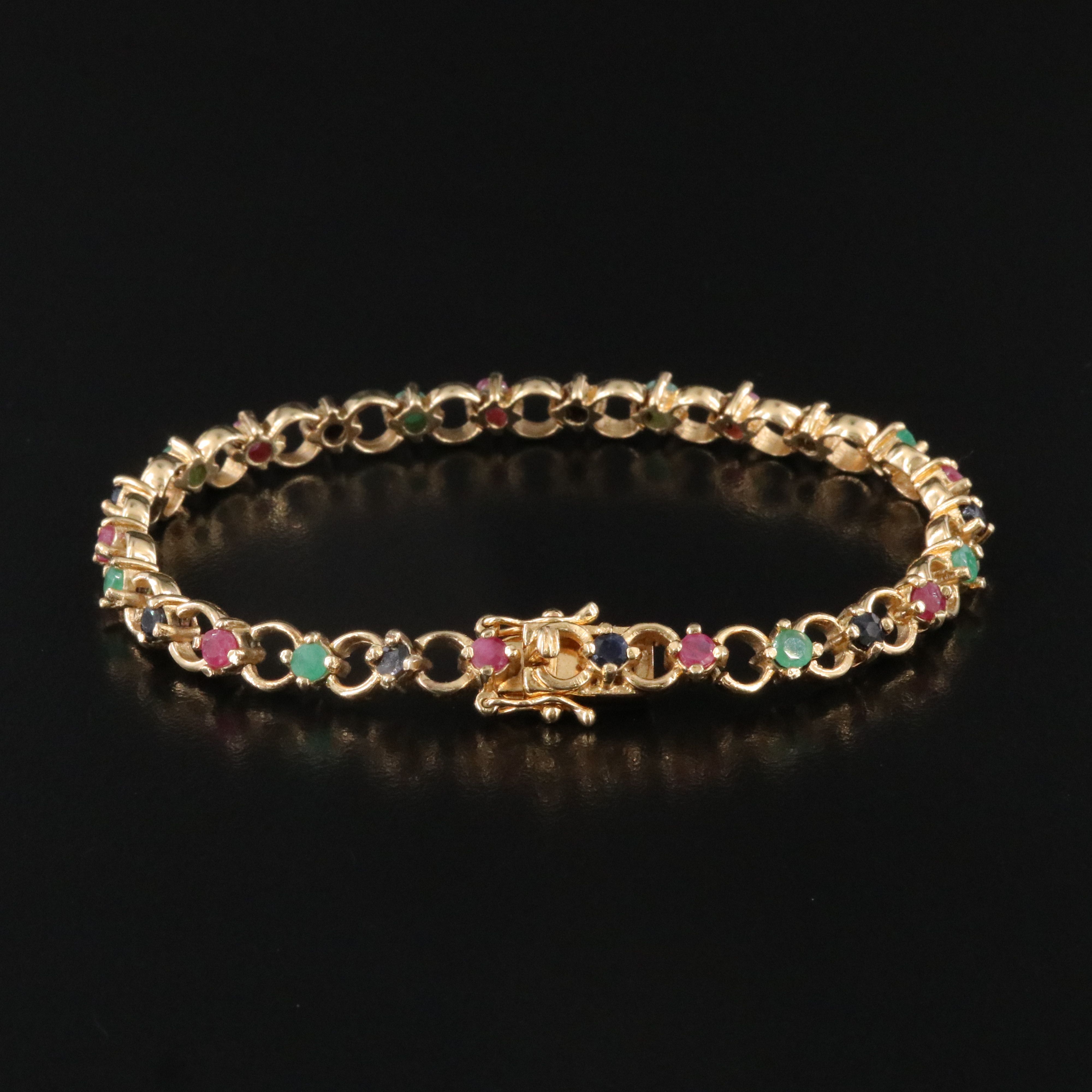 Sterling Ruby, Emerald and Sapphire Bracelet