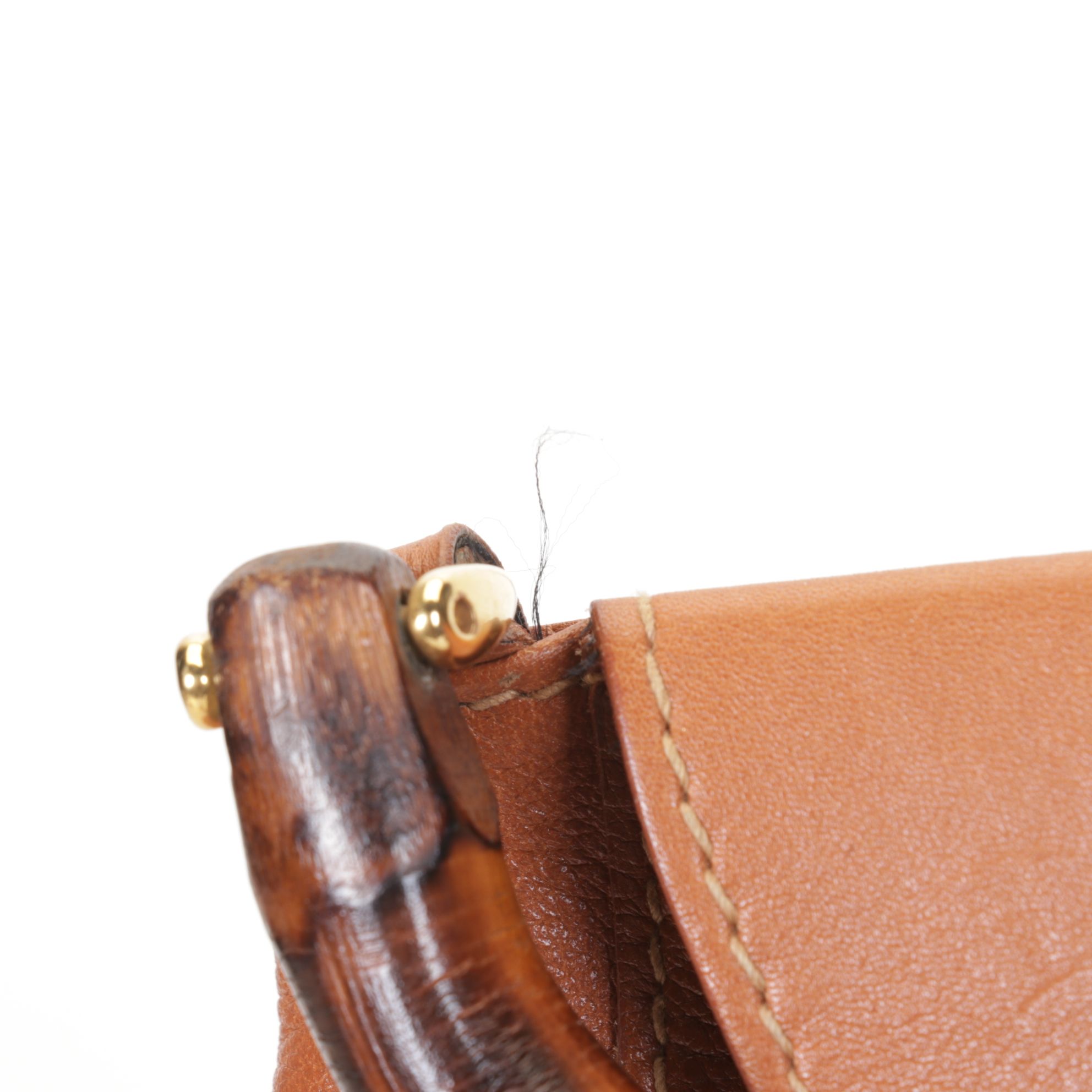 Gucci Tan Leather Bamboo Handle Bucket Bag