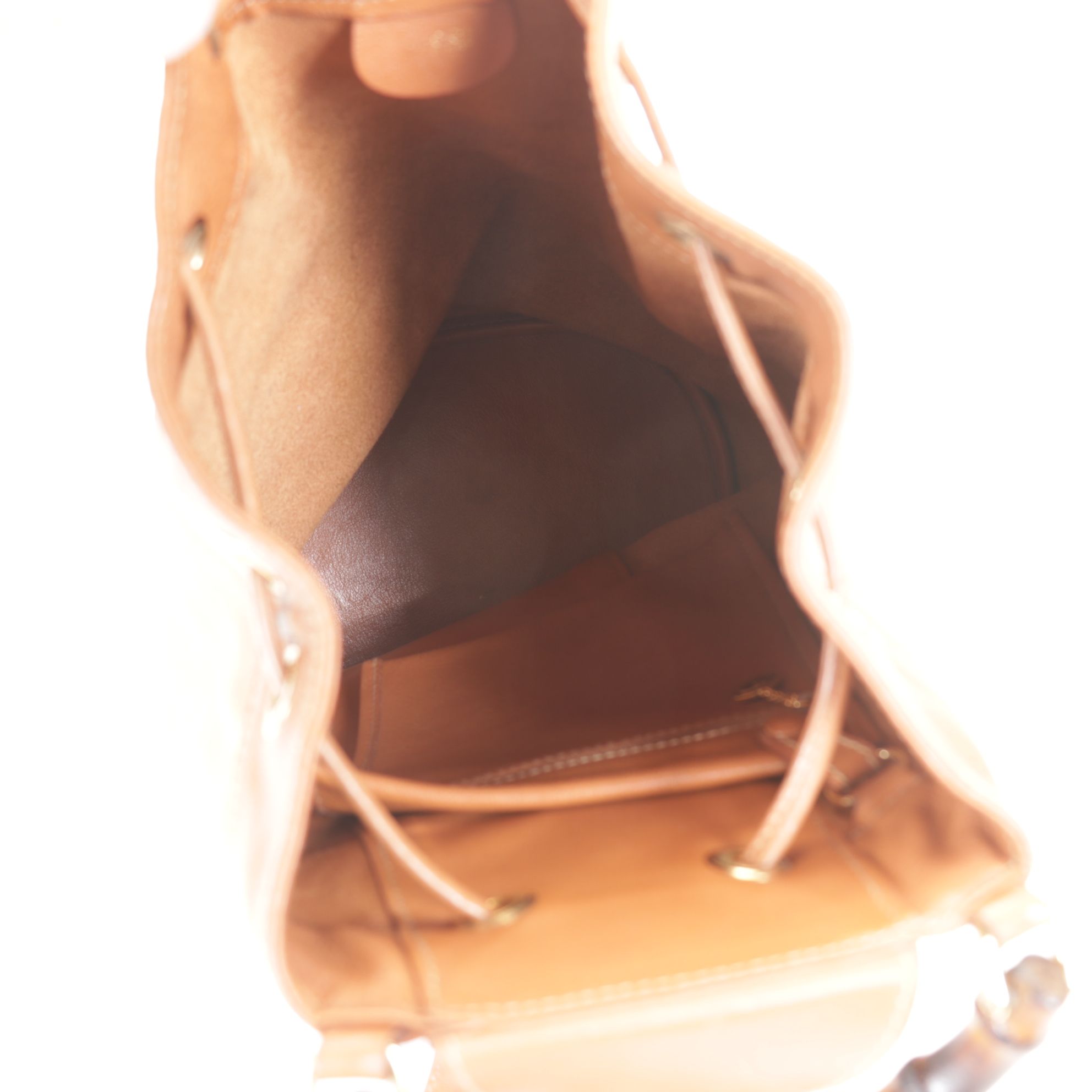 Gucci Tan Leather Bamboo Handle Bucket Bag
