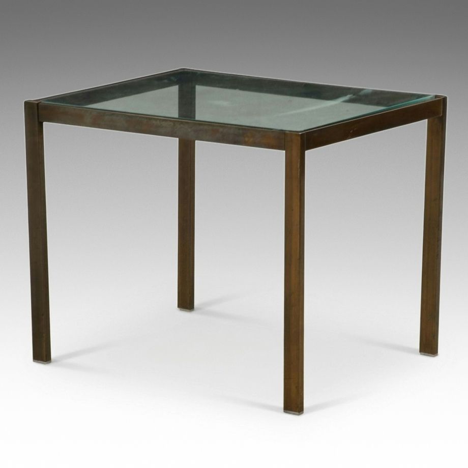 Mid Century Modern Style Glass and Brass Finish Side Table, Late 20th century