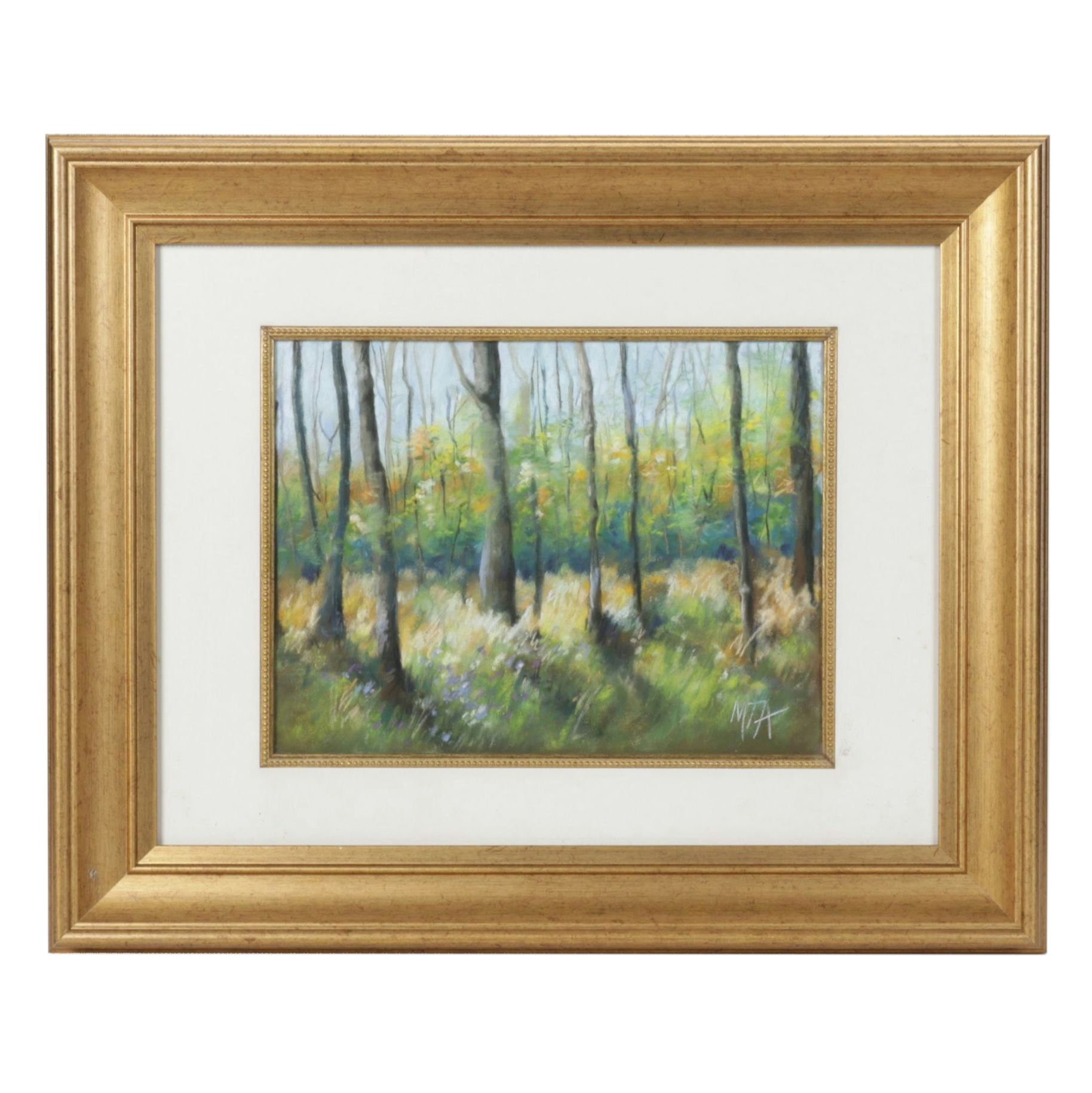 Mary T. Allen Impressionist Landscape Pastel Drawing "A Walk in The Woods"