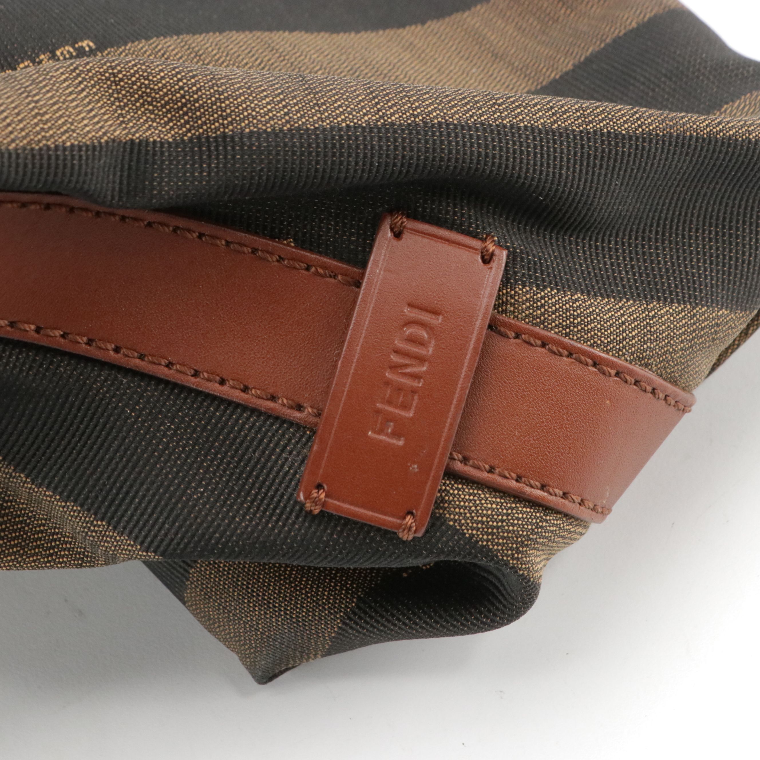 Fendi Pequin Striped Canvas and Bicolor Leather Hobo Shoulder Bag