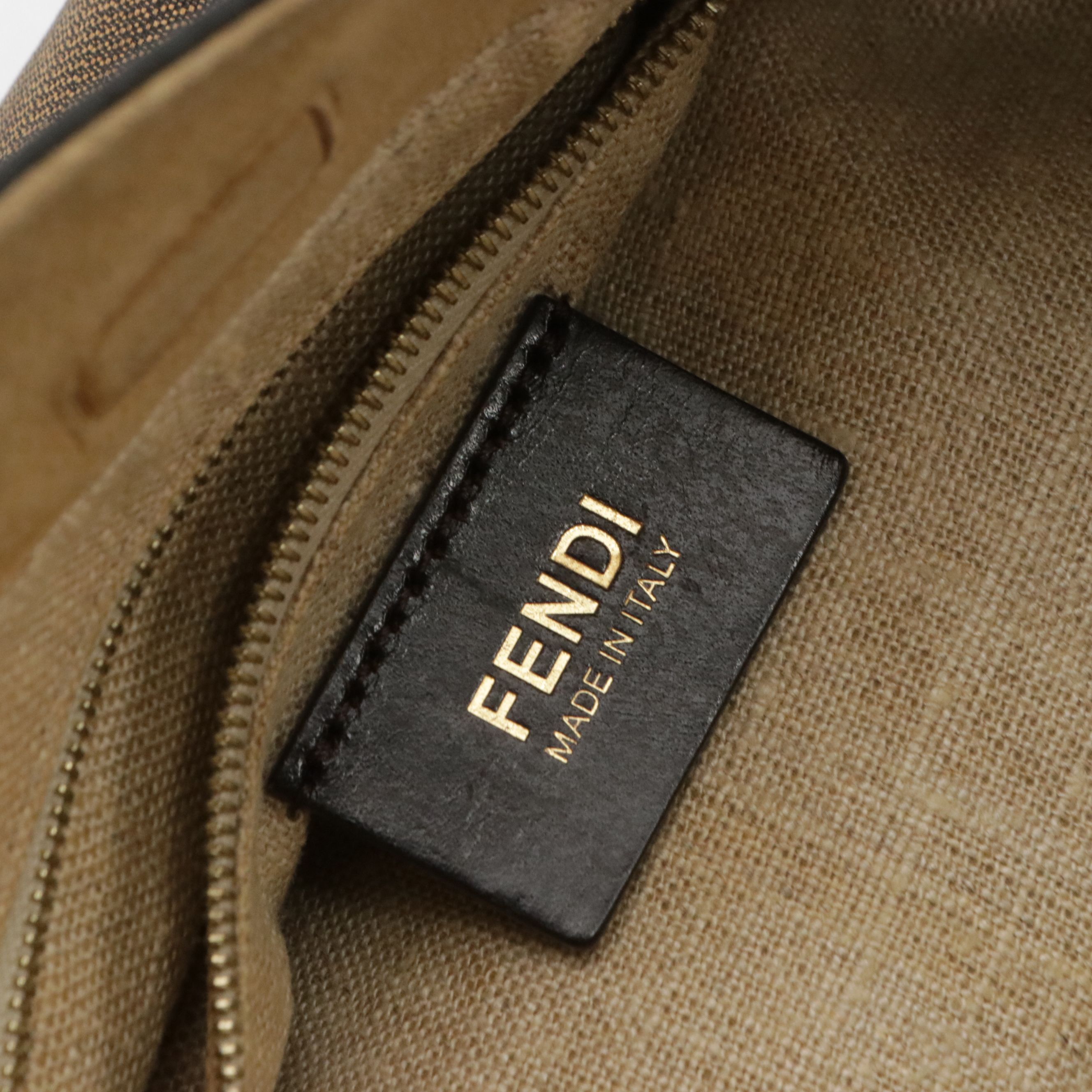 Fendi Pequin Striped Canvas and Bicolor Leather Hobo Shoulder Bag