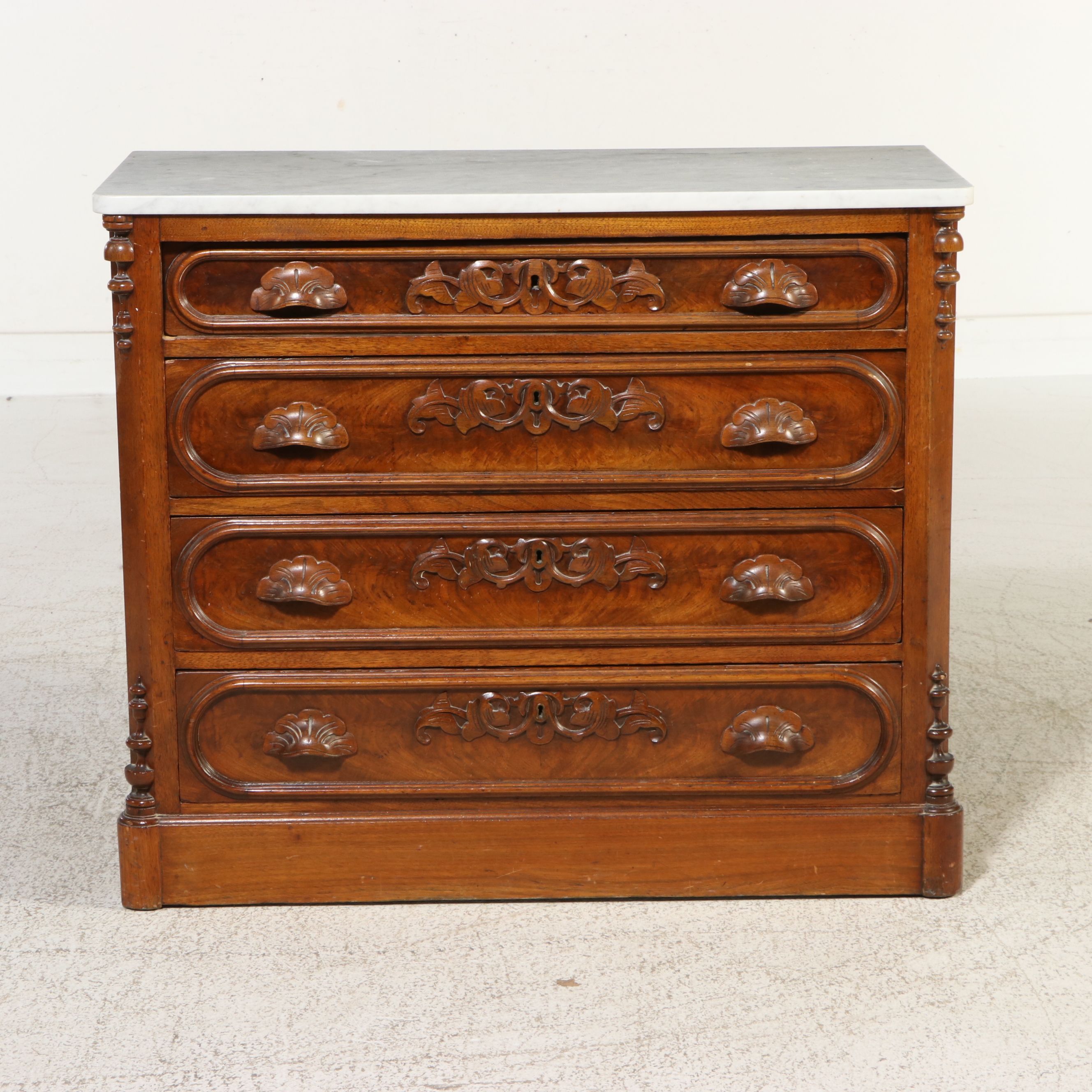Victorian Walnut Commode with Marble Top