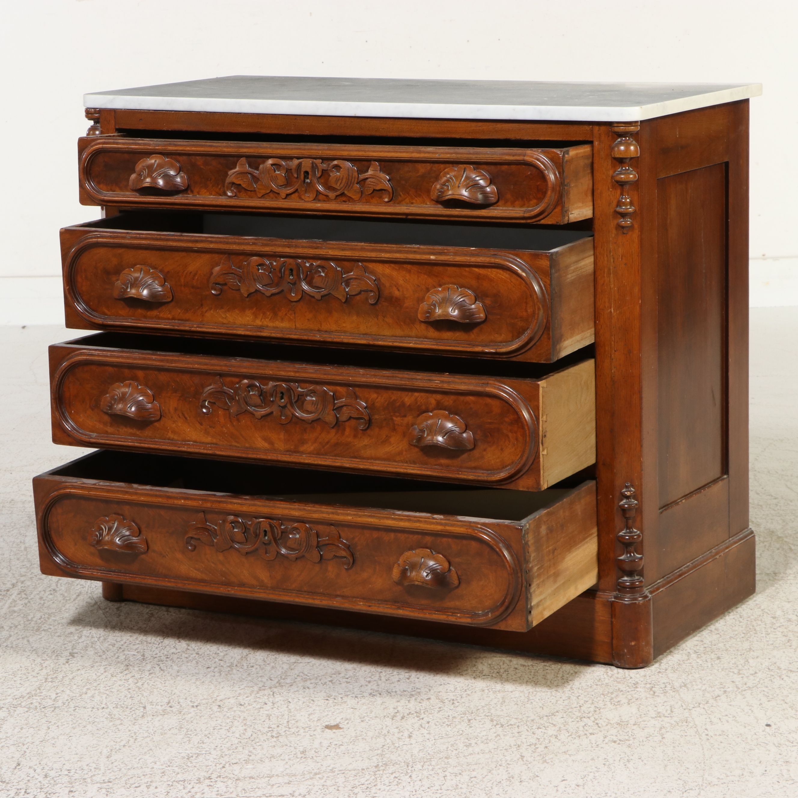 Victorian Walnut Commode with Marble Top