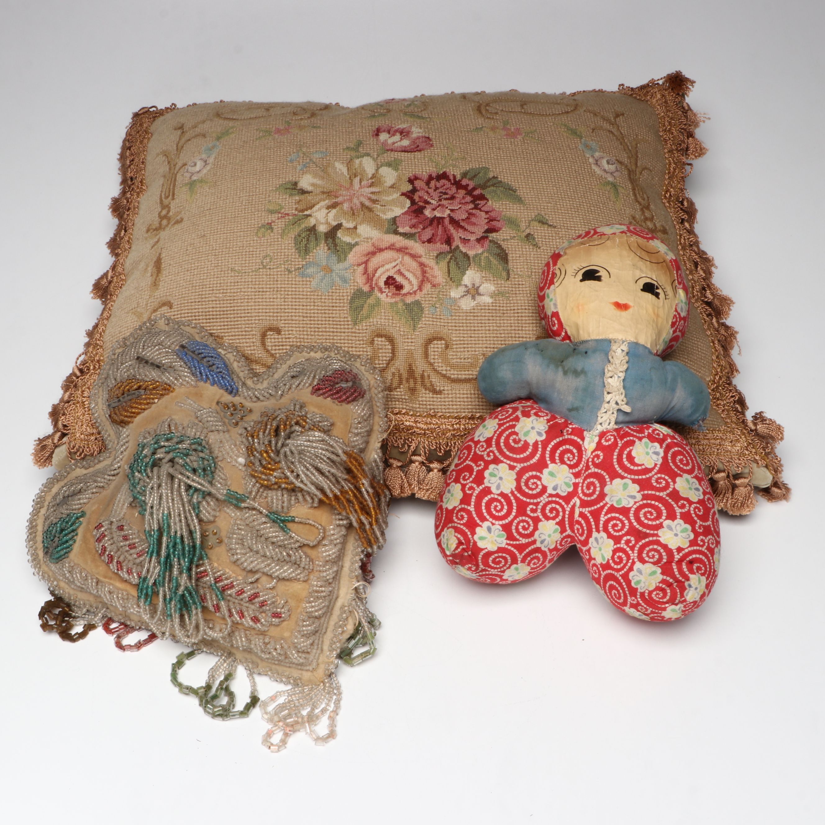 Haudenosaunee (Iroquois) Beaded Whimsy with Other Needlework Pillow and Doll