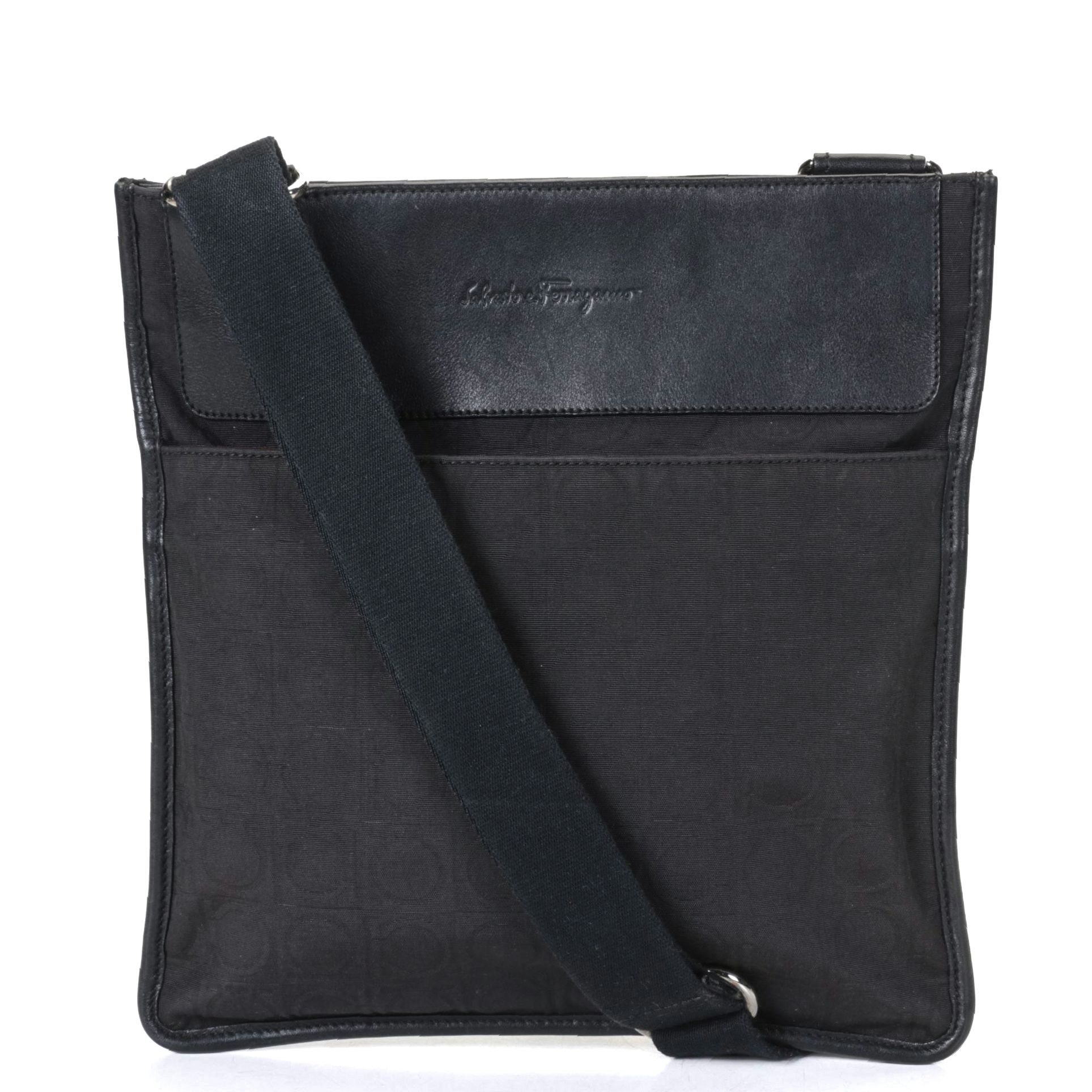 Salvatore Ferragamo Gancini Jacquard Crossbody Messenger Bag