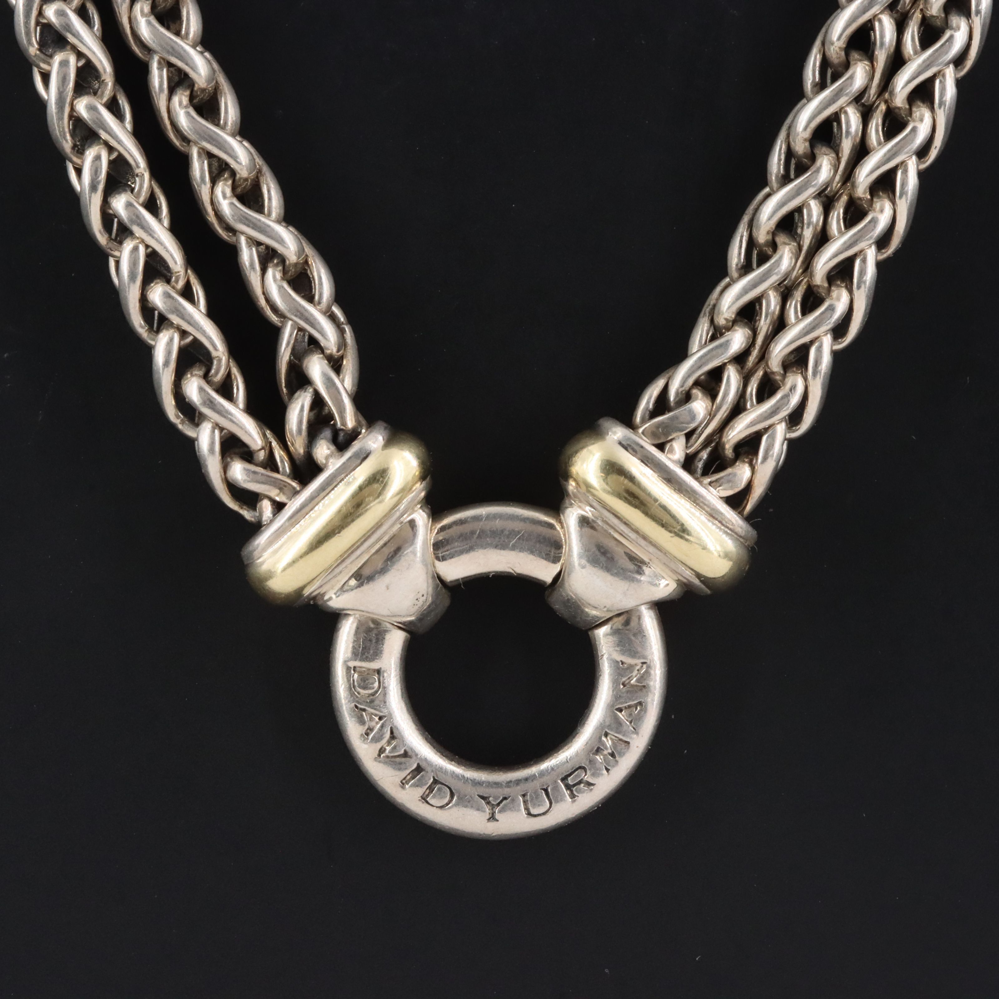 David Yurman Sterling Double Wheat Chain Necklace with 18K Accents