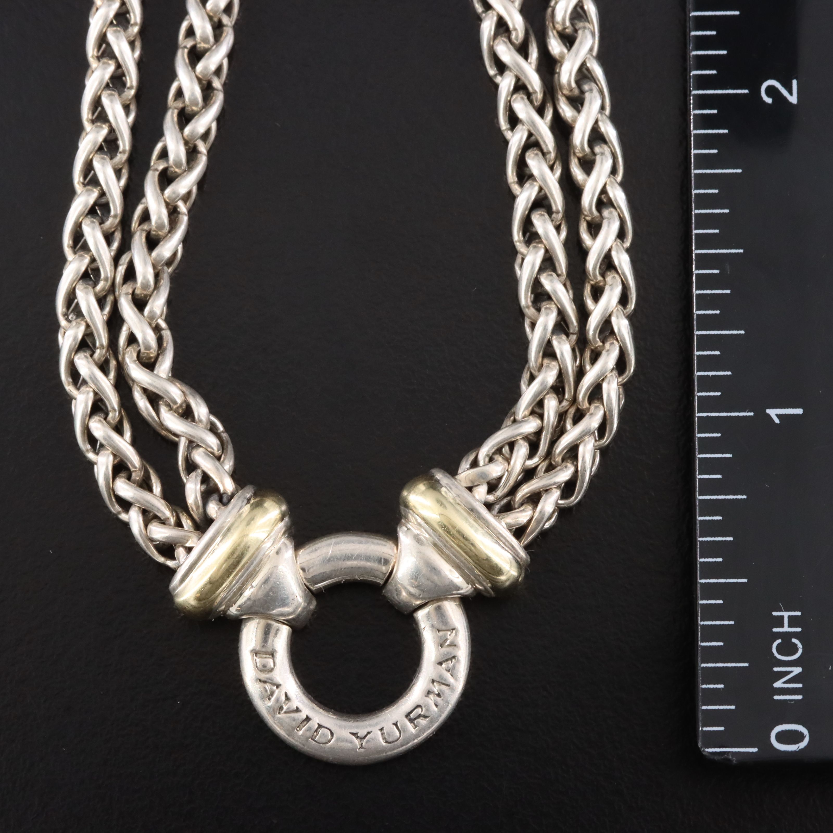 David Yurman Sterling Double Wheat Chain Necklace with 18K Accents